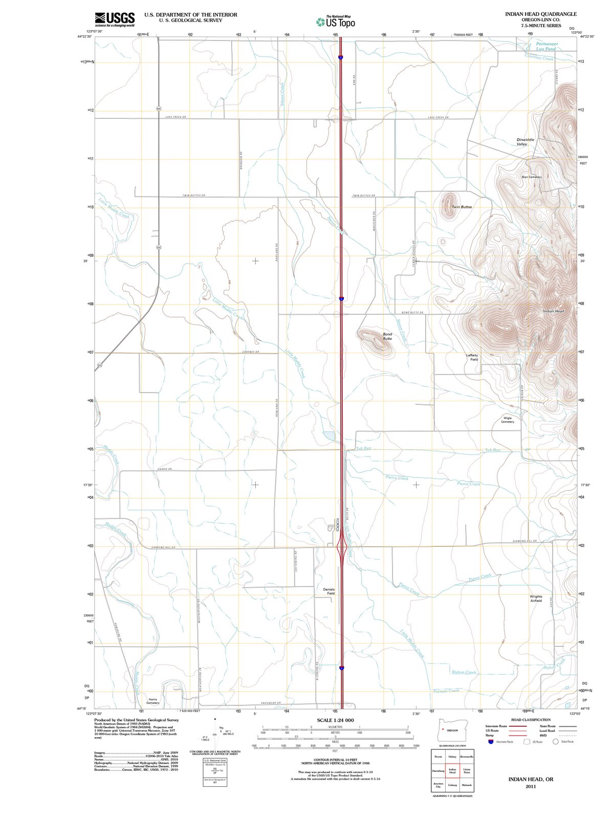 2011 Indian Head, OR - Oregon - USGS Topographic Map