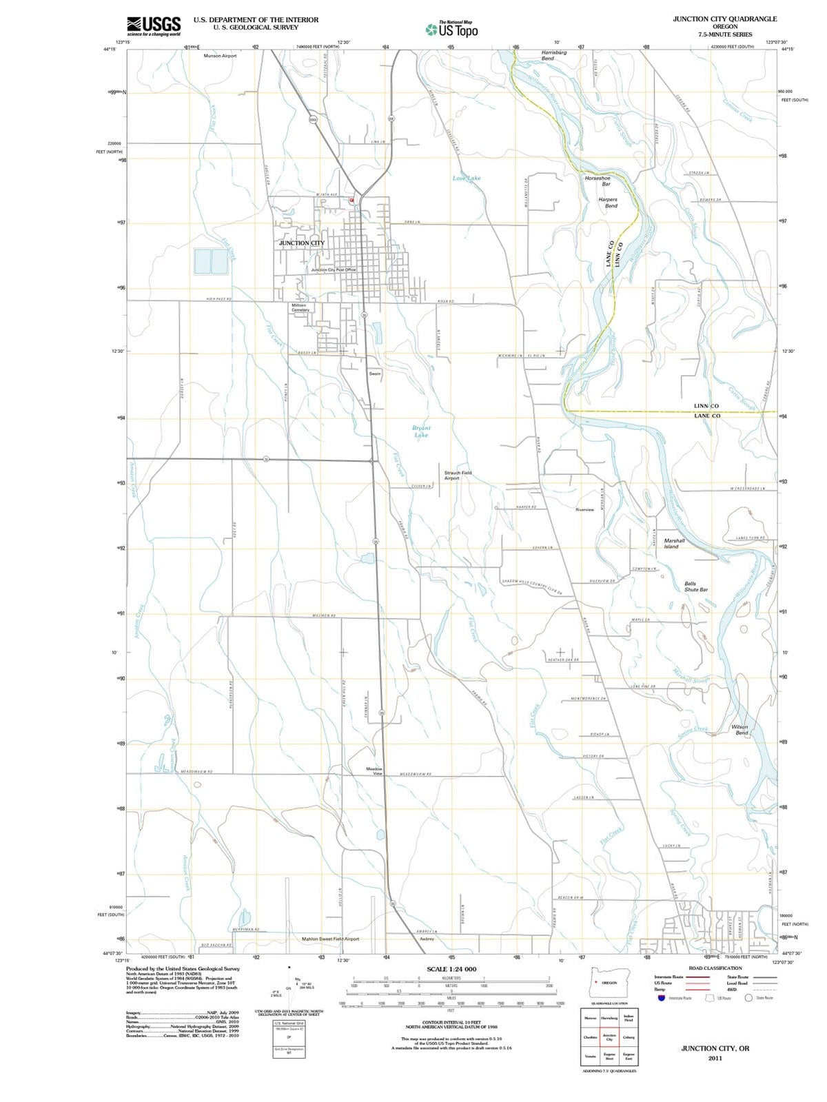 2011 Junction City, OR - Oregon - USGS Topographic Map