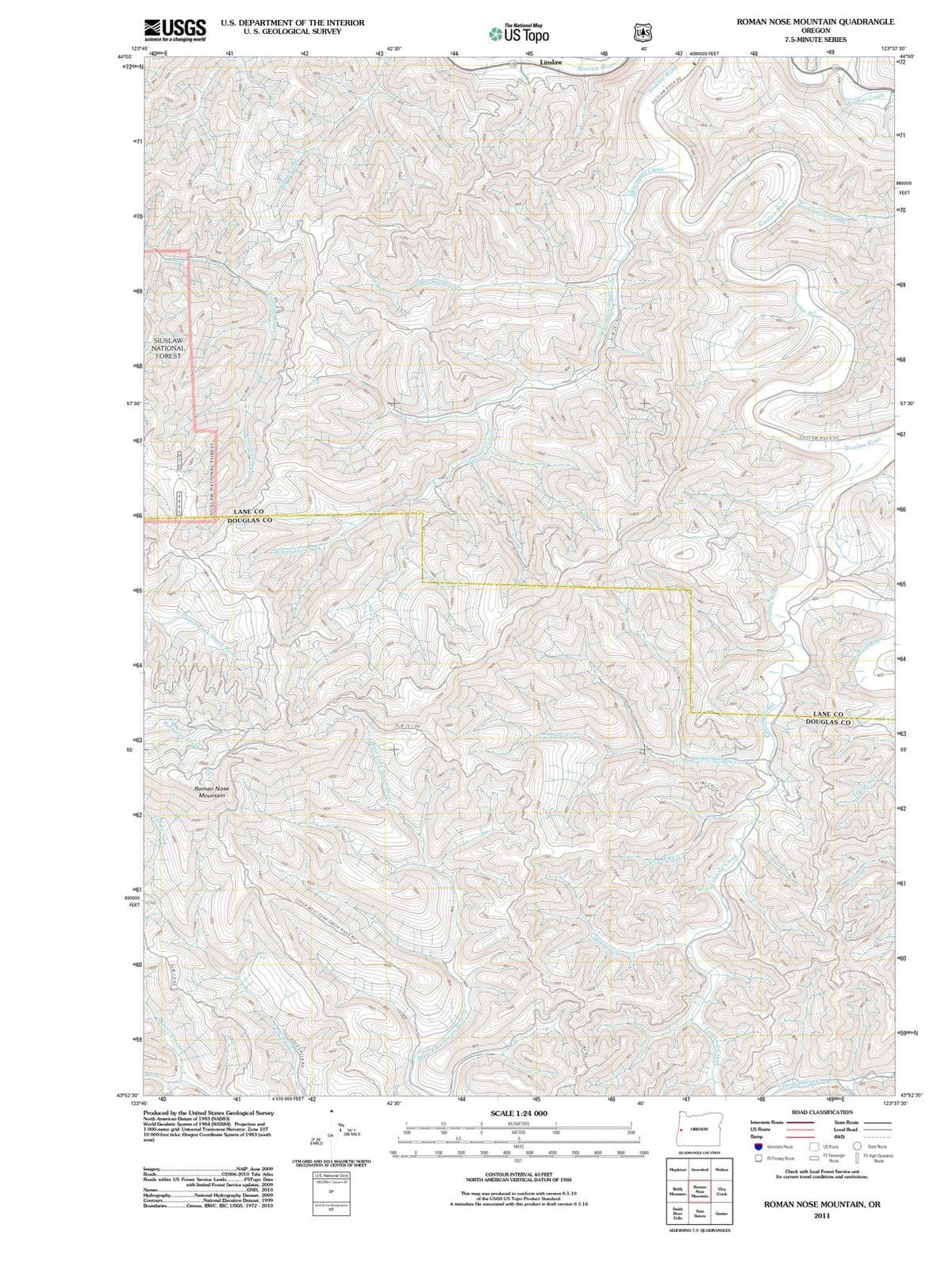 2011 Roman Nose Mountain, OR - Oregon - USGS Topographic Map