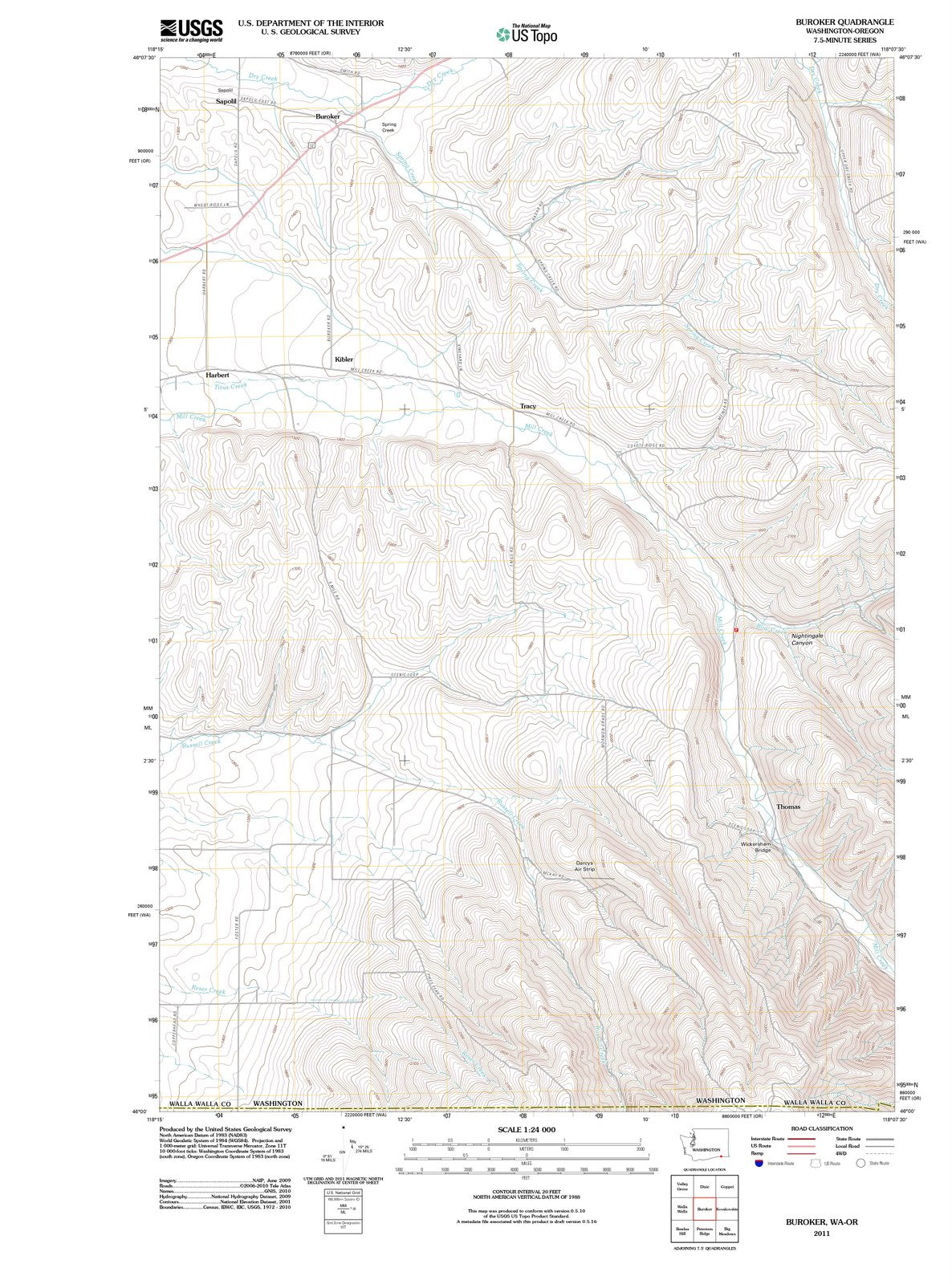 2011 Buroker, WA - Washington - USGS Topographic Map