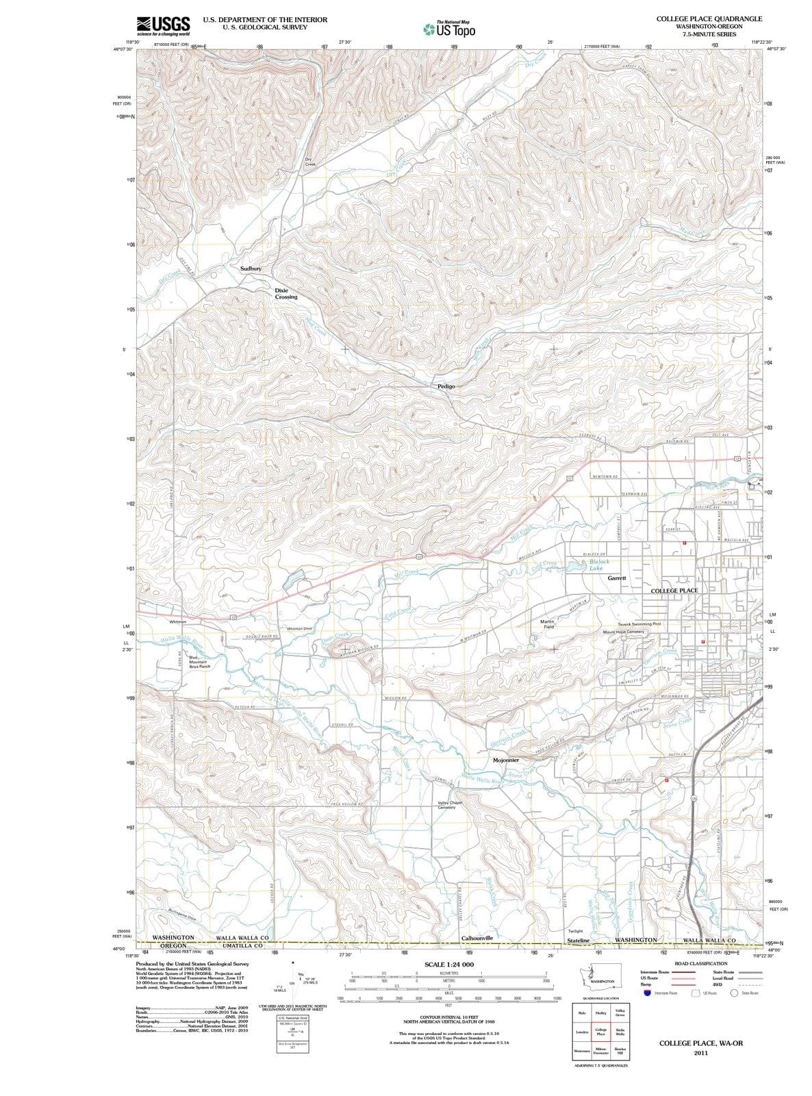 2011 College Place, WA - Washington - USGS Topographic Map