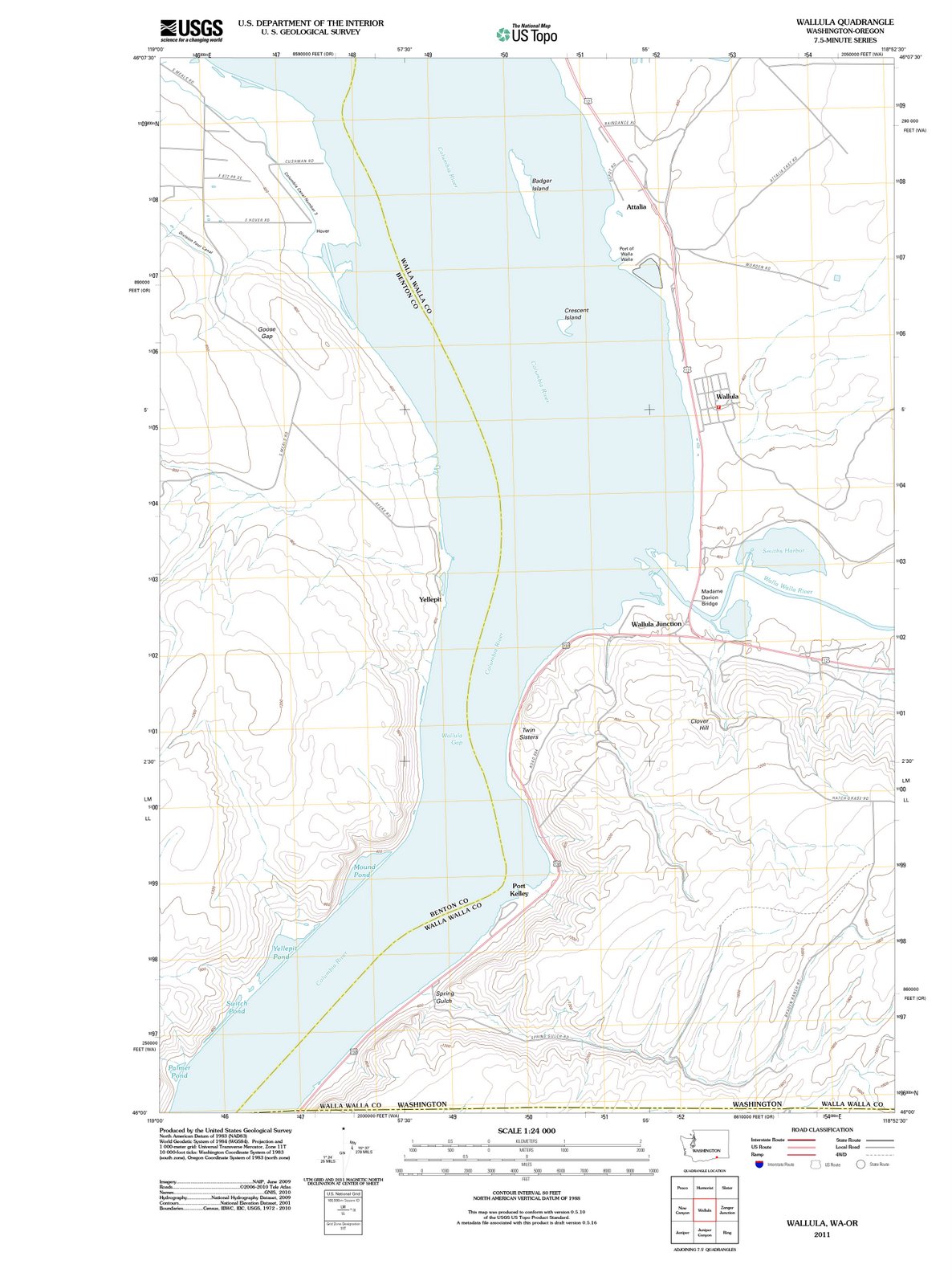 2011 Wallula, WA - Washington - USGS Topographic Map