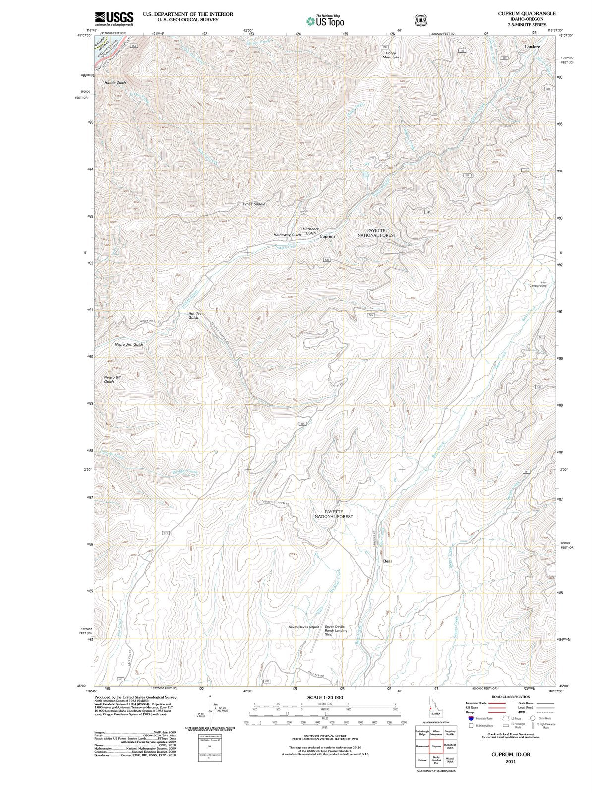 2011 Cuprum, ID - Idaho - USGS Topographic Map