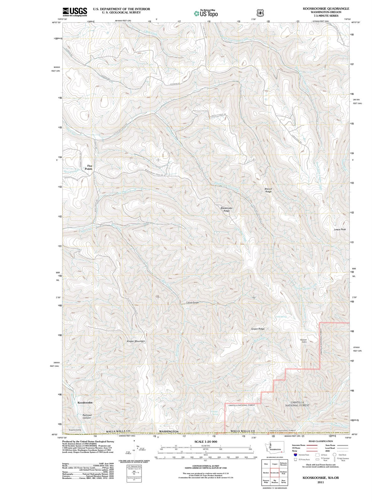 2011 Kooskooskie, WA - Washington - USGS Topographic Map