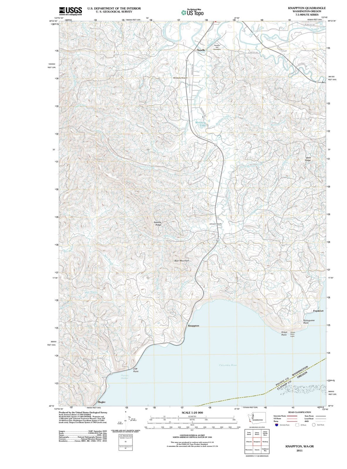 2011 Knappton, WA - Washington - USGS Topographic Map