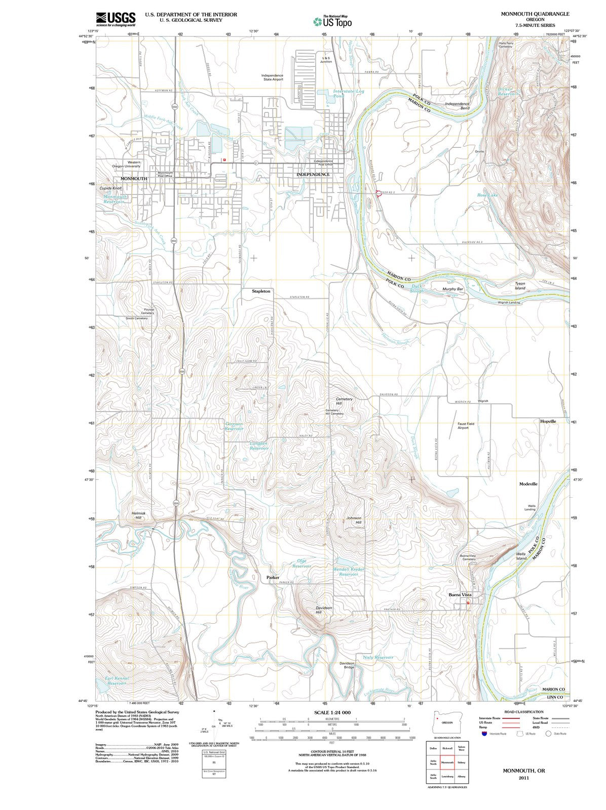 2011 Monmouth, OR - Oregon - USGS Topographic Map