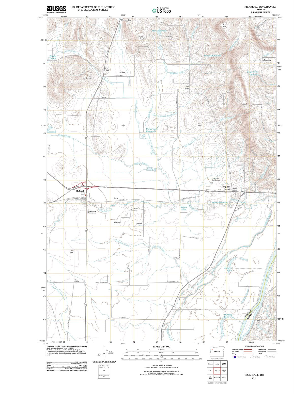 2011 Rickreall, OR - Oregon - USGS Topographic Map