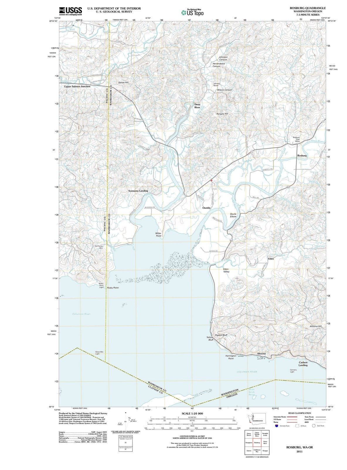 2011 Rosburg, WA - Washington - USGS Topographic Map