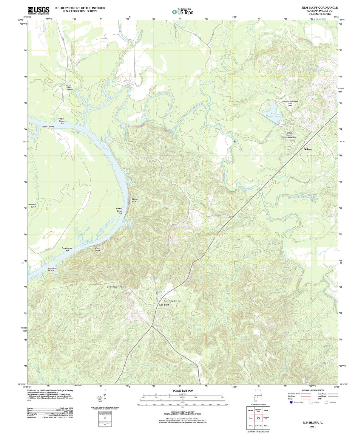 2011 Elm Bluff, AL - Alabama - USGS Topographic Map