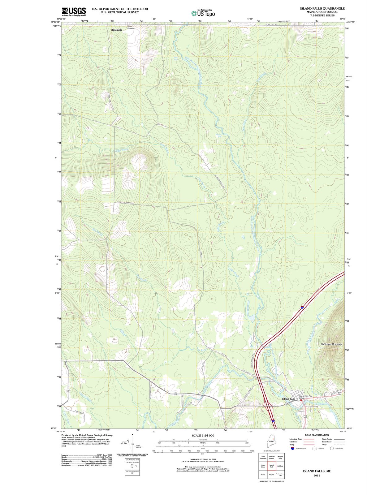 2011 Island Falls, ME - Maine - USGS Topographic Map