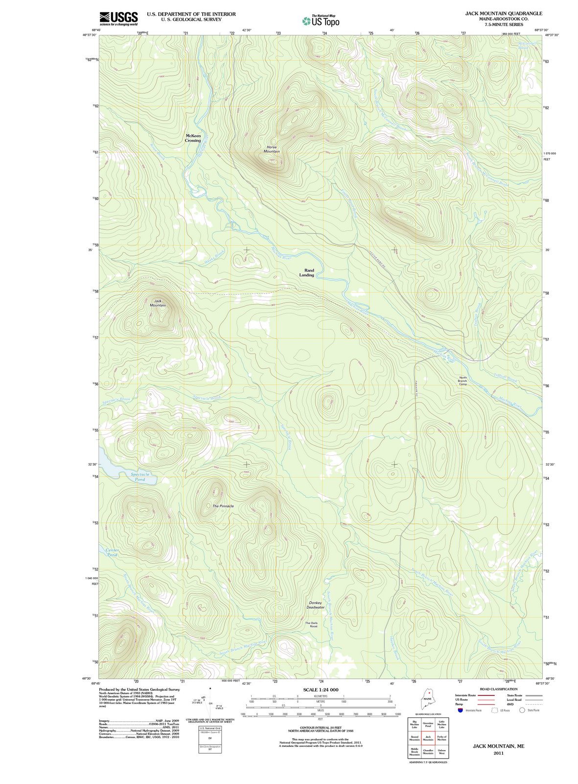 2011 Jack Mountain, ME - Maine - USGS Topographic Map
