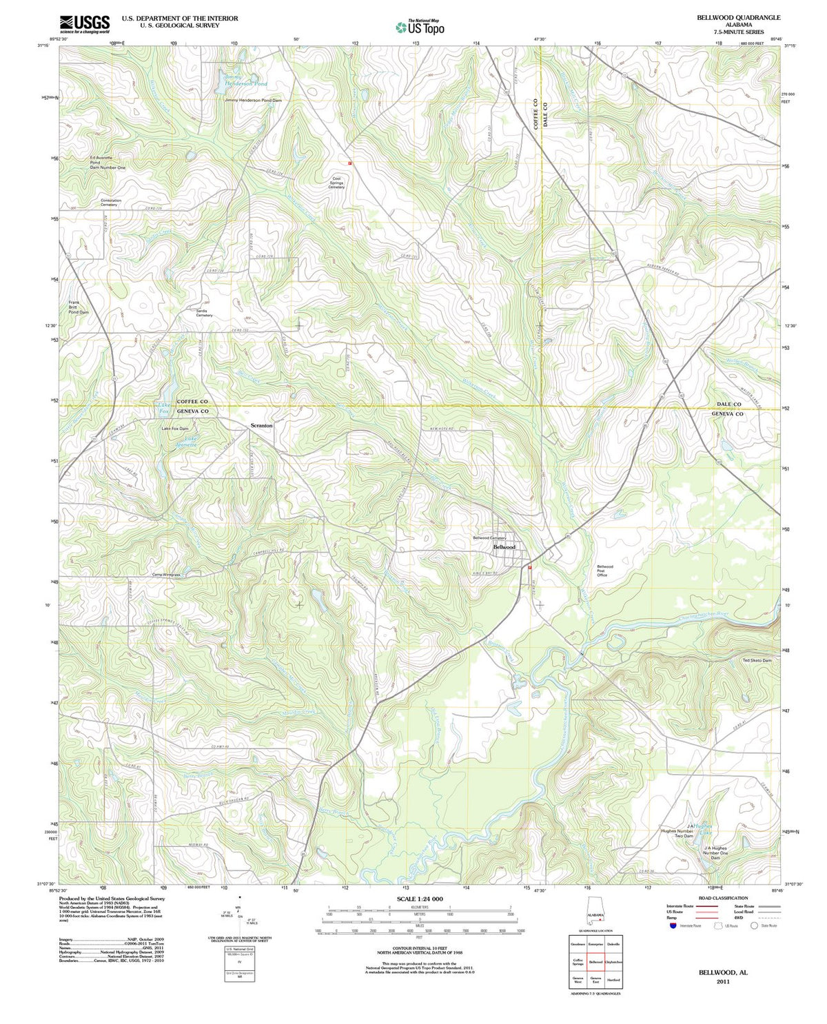 2011 Bellwood, AL - Alabama - USGS Topographic Map