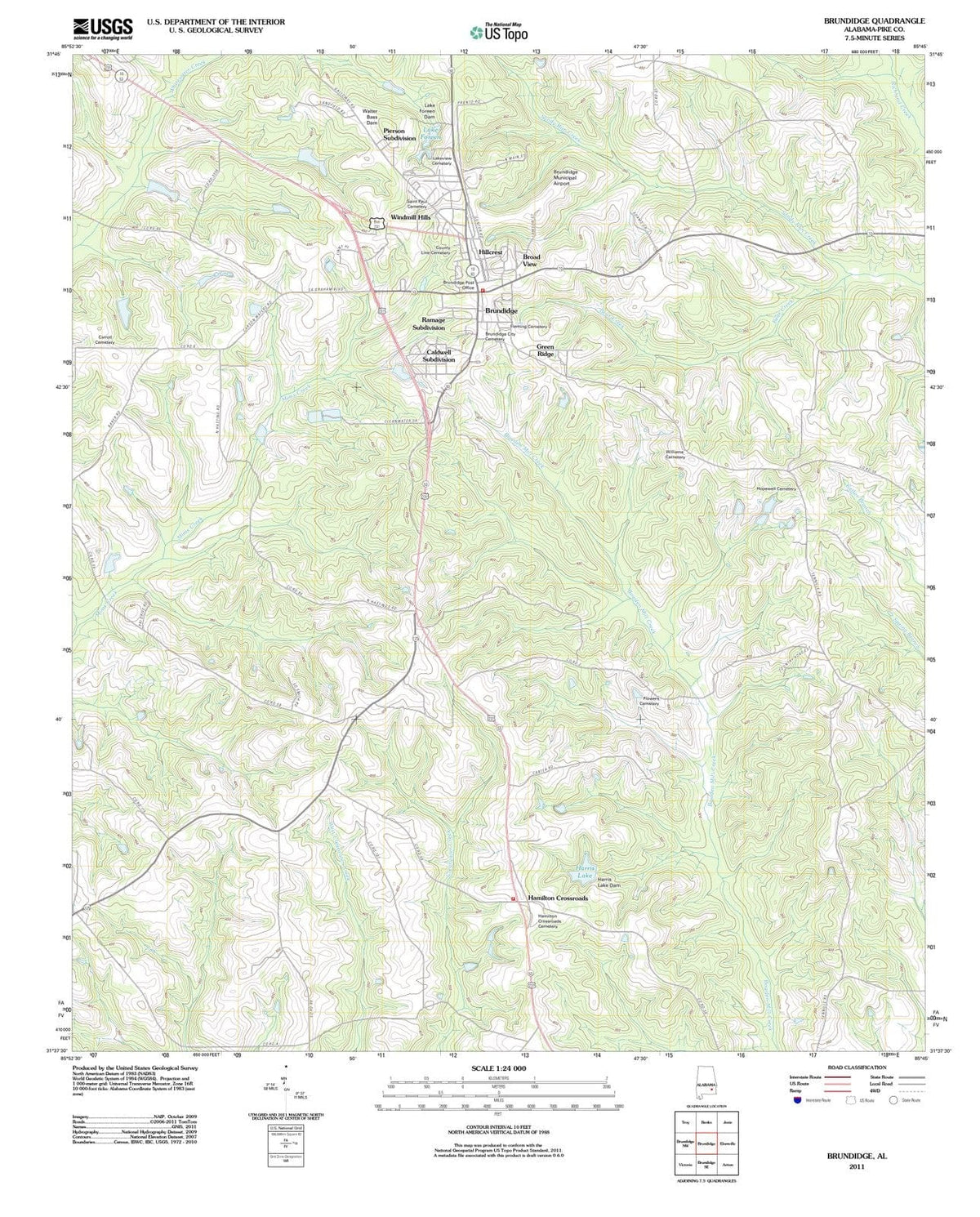 2011 Brundidge, AL - Alabama - USGS Topographic Map
