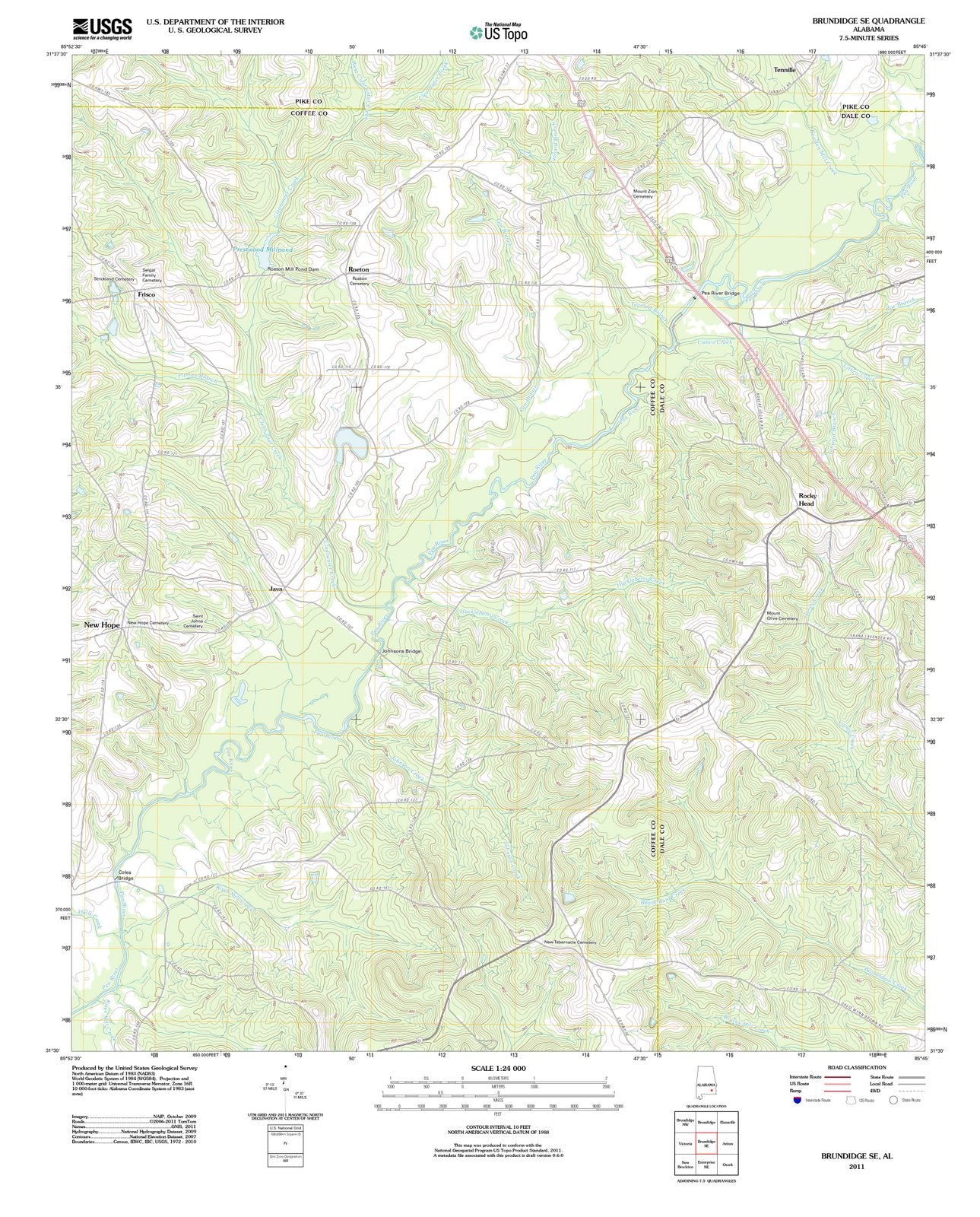 2011 Brundidge, AL - Alabama - USGS Topographic Map v3