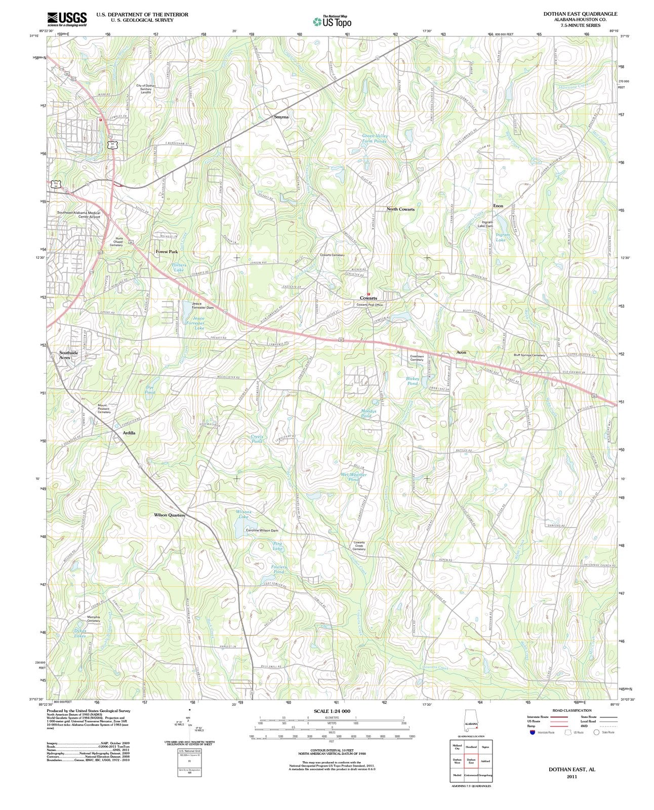 2011 Dothan East, AL - Alabama - USGS Topographic Map