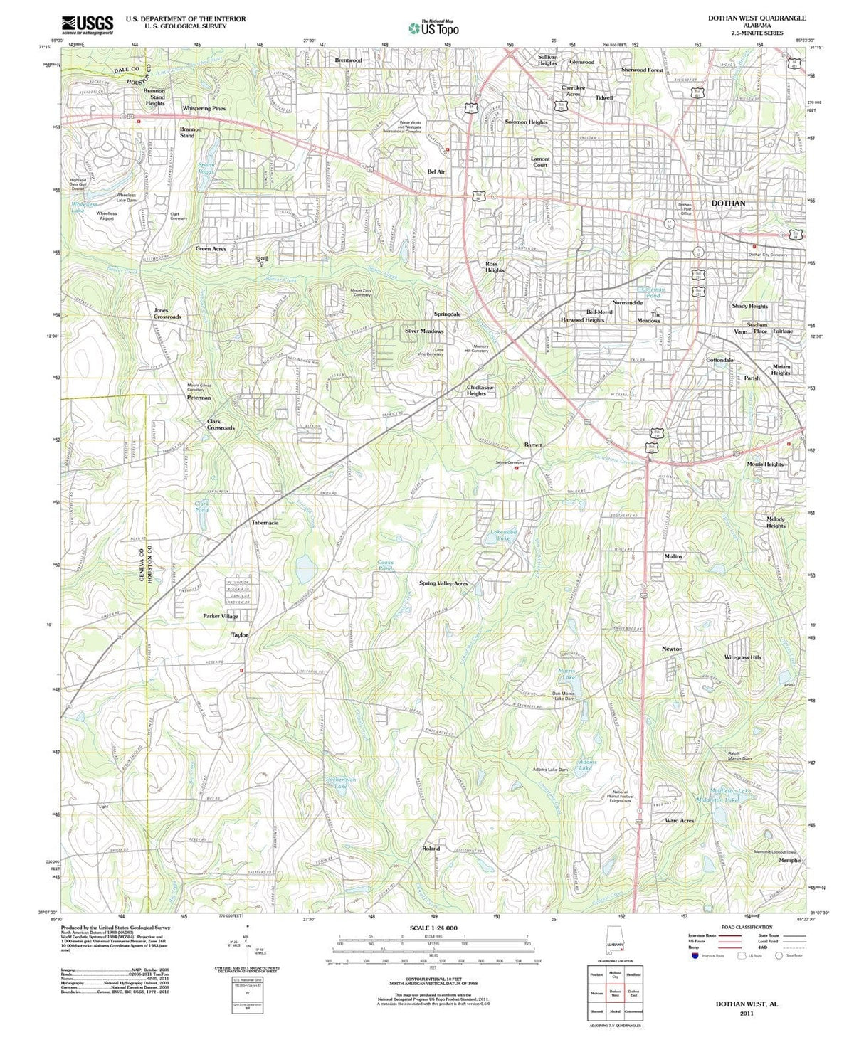 2011 Dothan West, AL - Alabama - USGS Topographic Map