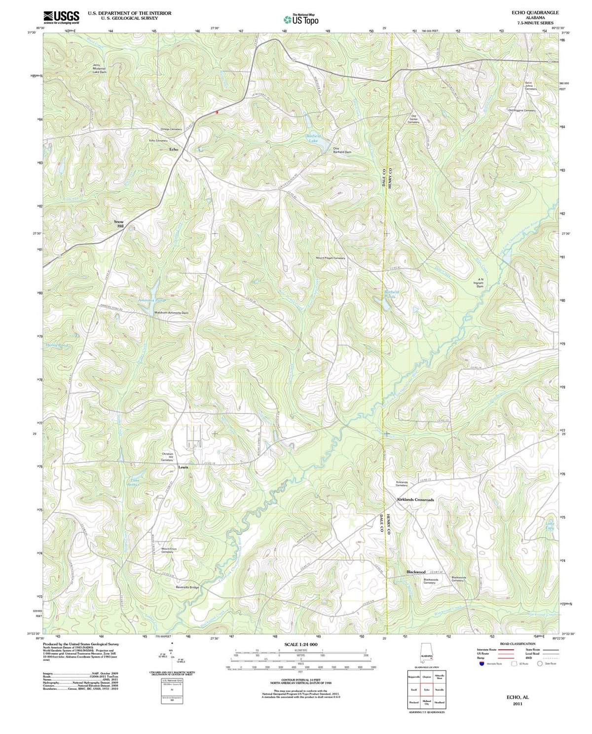 2011 Echo, AL - Alabama - USGS Topographic Map
