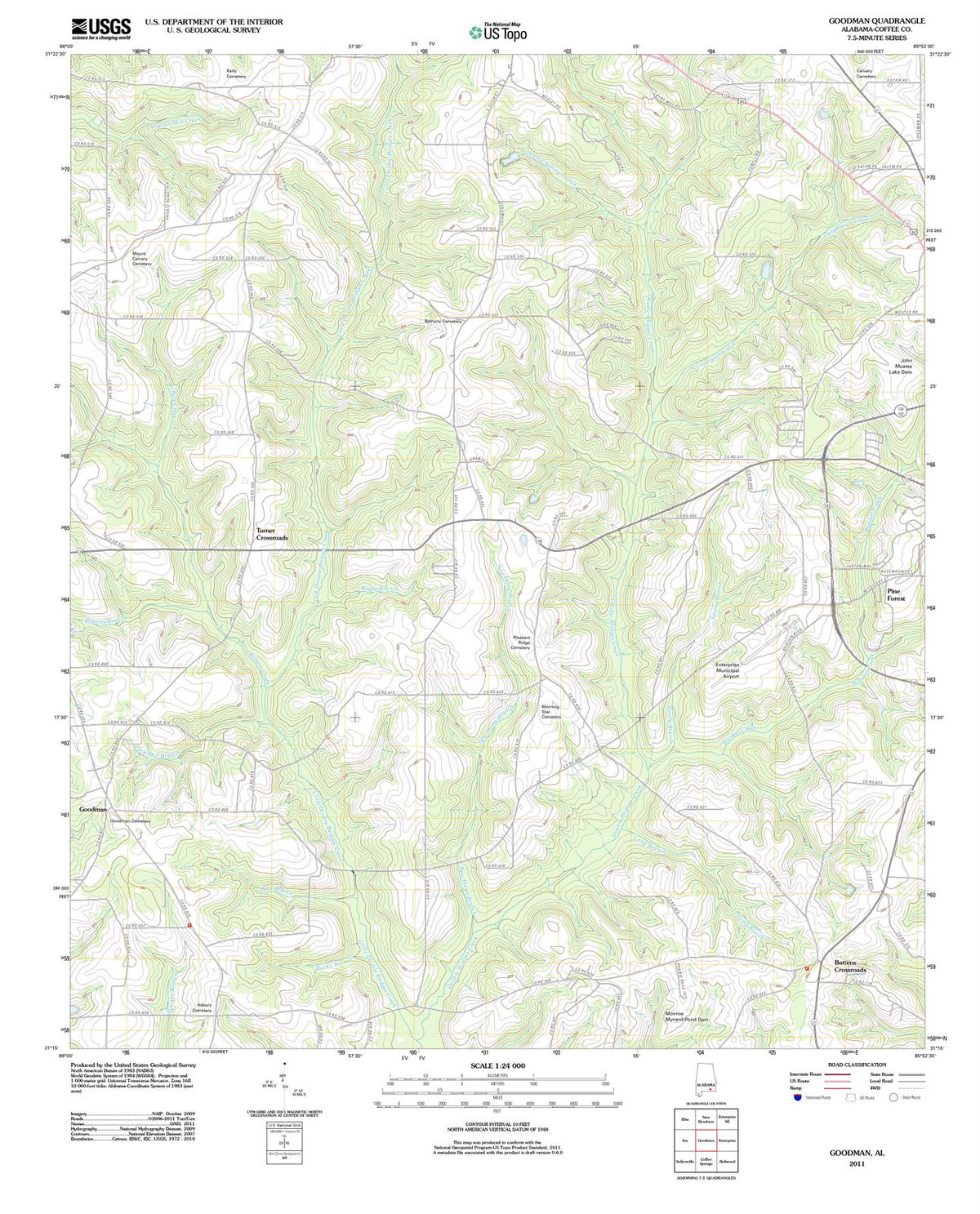 2011 Goodman, AL - Alabama - USGS Topographic Map
