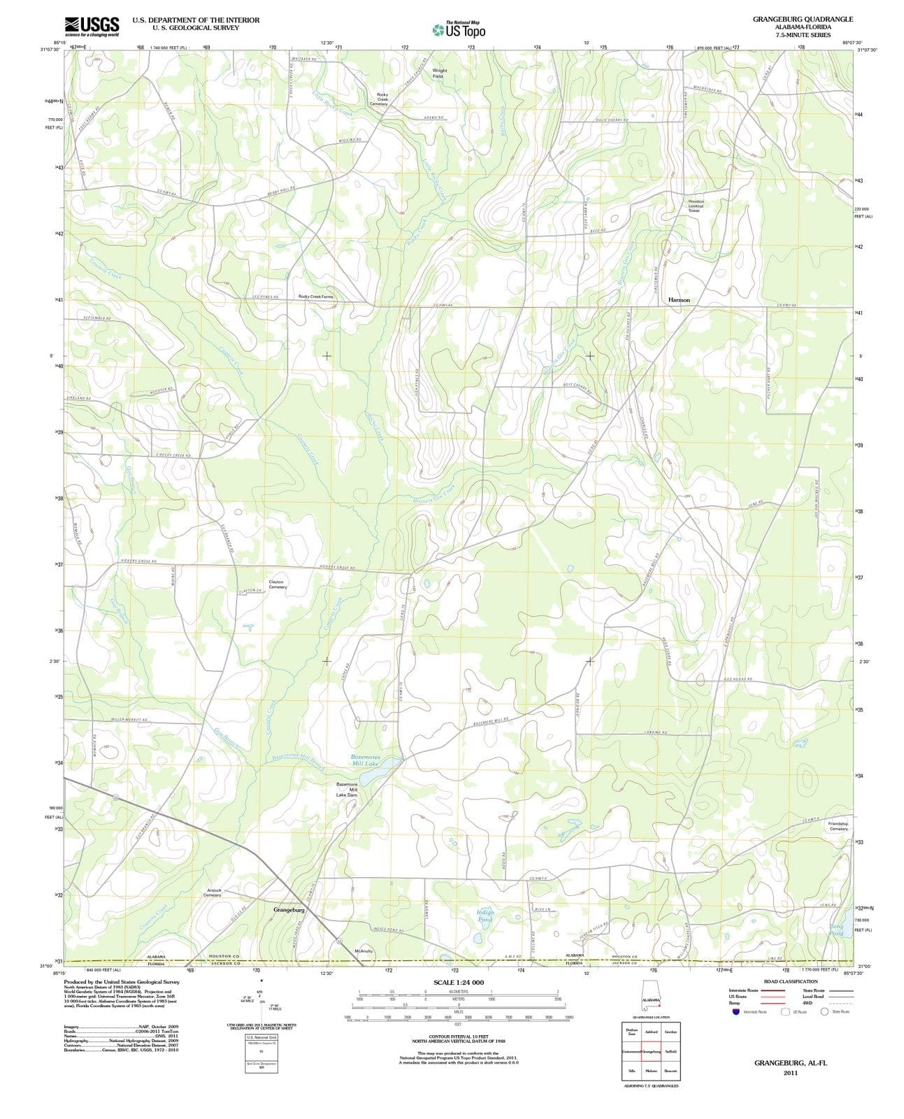 2011 Grangeburg, AL - Alabama - USGS Topographic Map