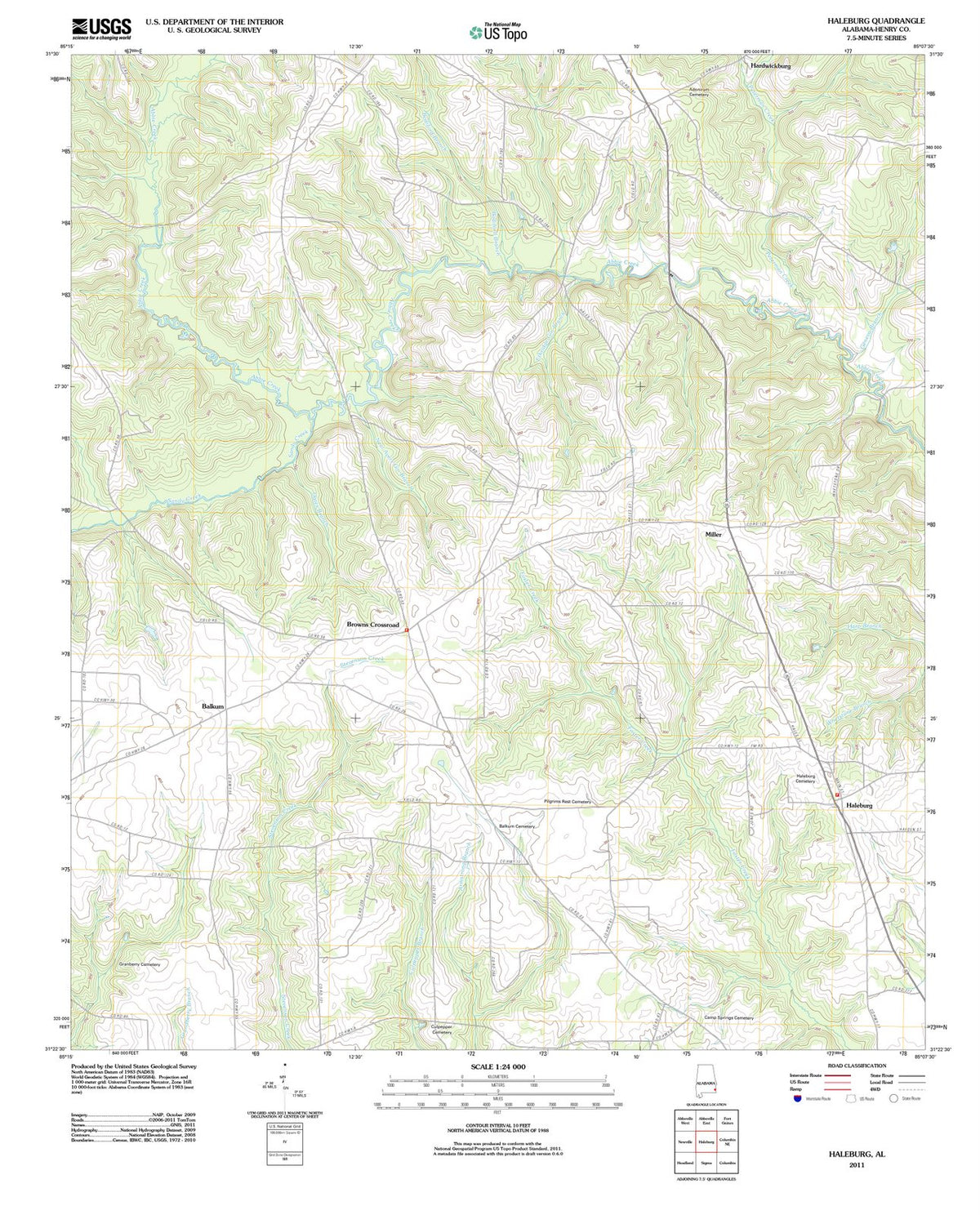 2011 Haleburg, AL - Alabama - USGS Topographic Map