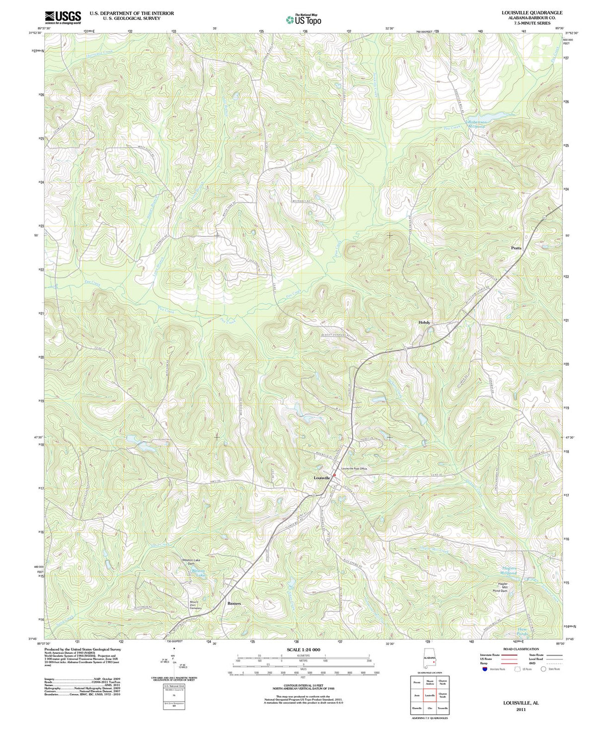 2011 Louisville, AL - Alabama - USGS Topographic Map