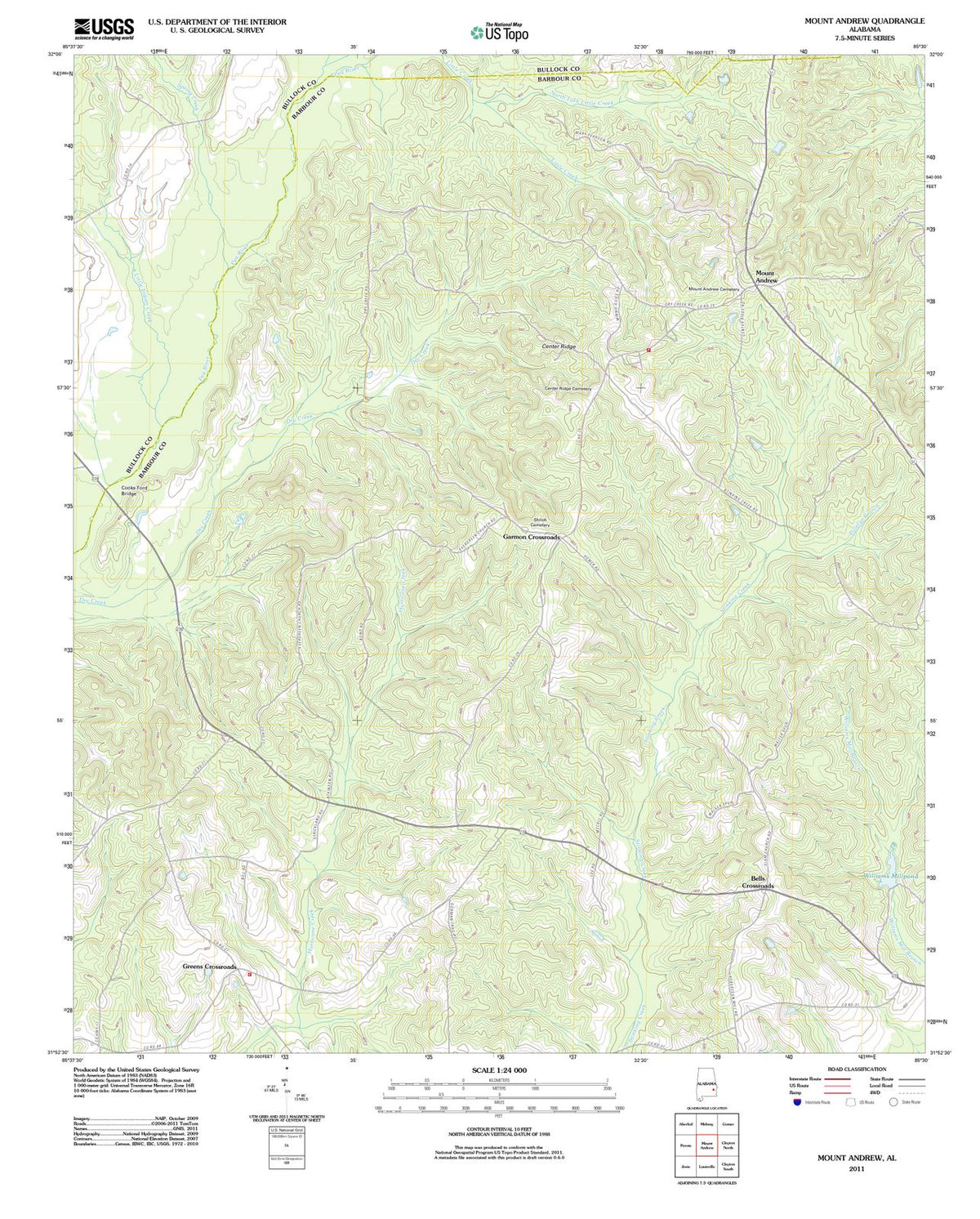 2011 Mount Andrew, AL - Alabama - USGS Topographic Map
