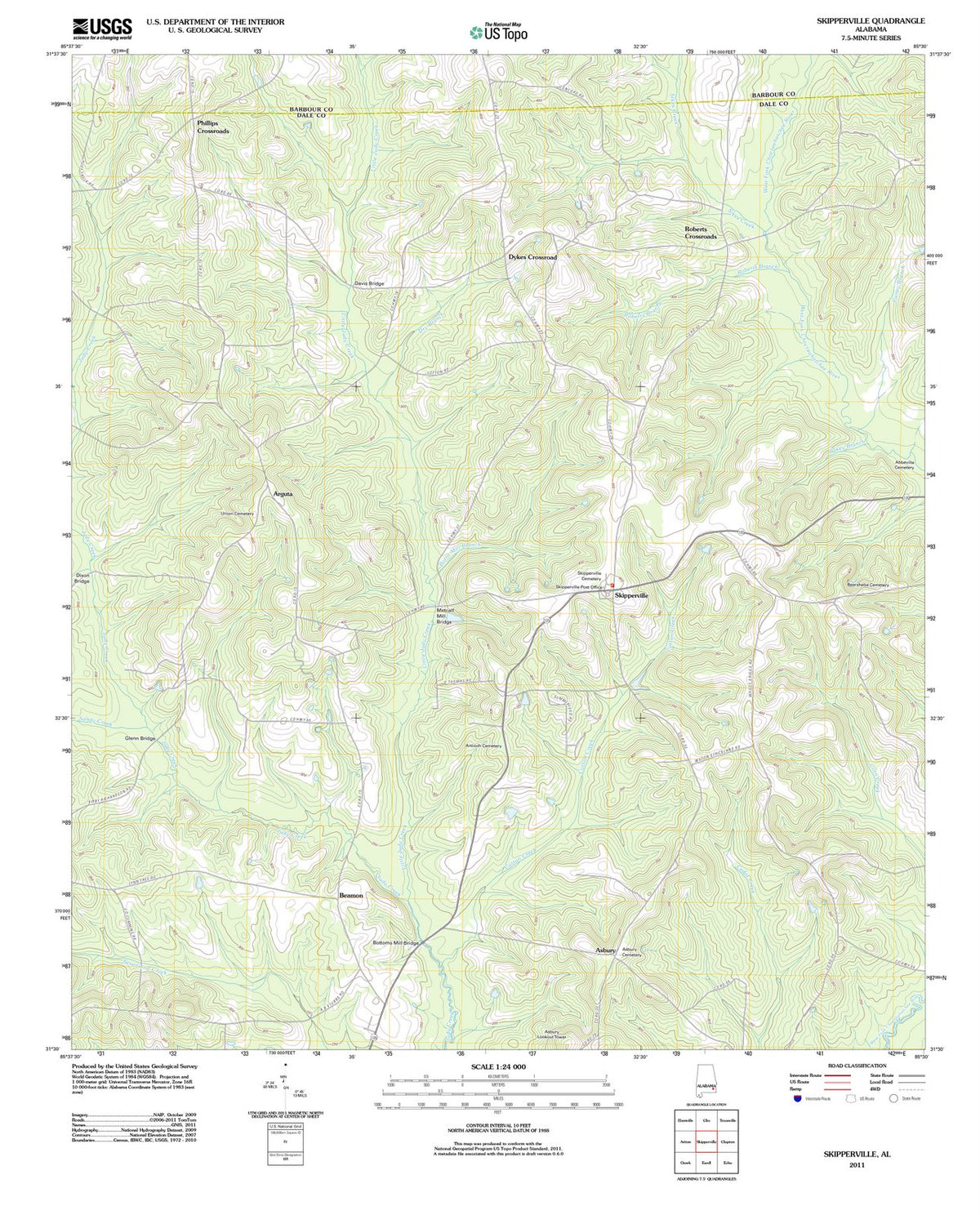 2011 Skipperville, AL - Alabama - USGS Topographic Map
