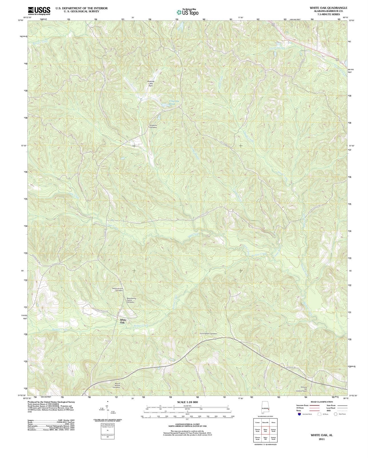 2011 White Oak, AL - Alabama - USGS Topographic Map