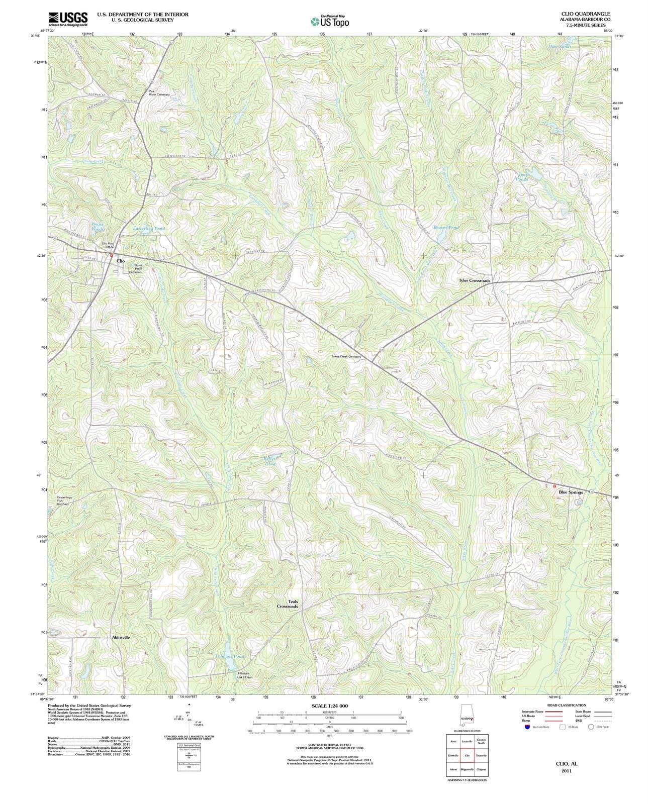 2011 Clio, AL - Alabama - USGS Topographic Map