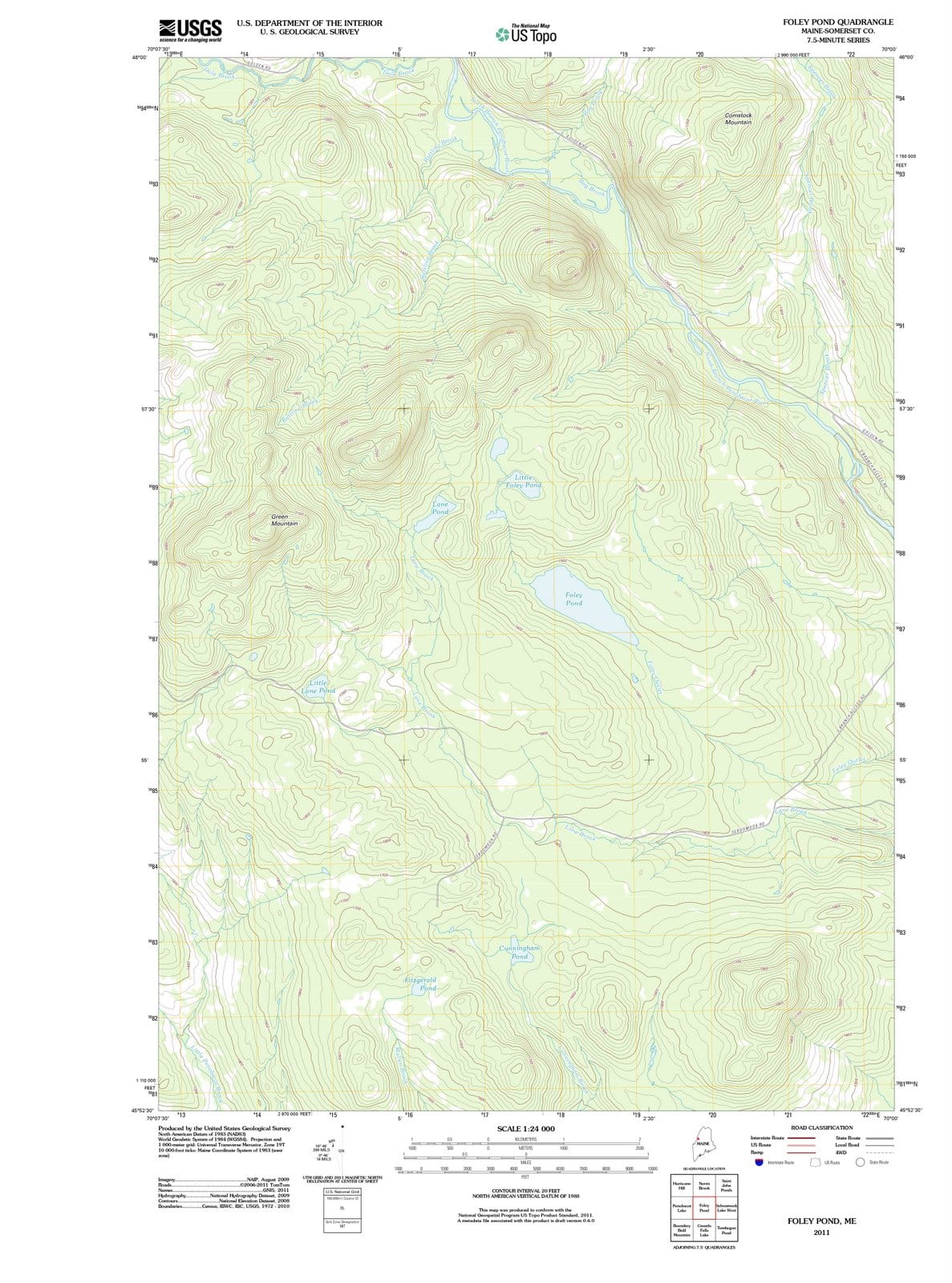 2011 Foley Pond, ME - Maine - USGS Topographic Map