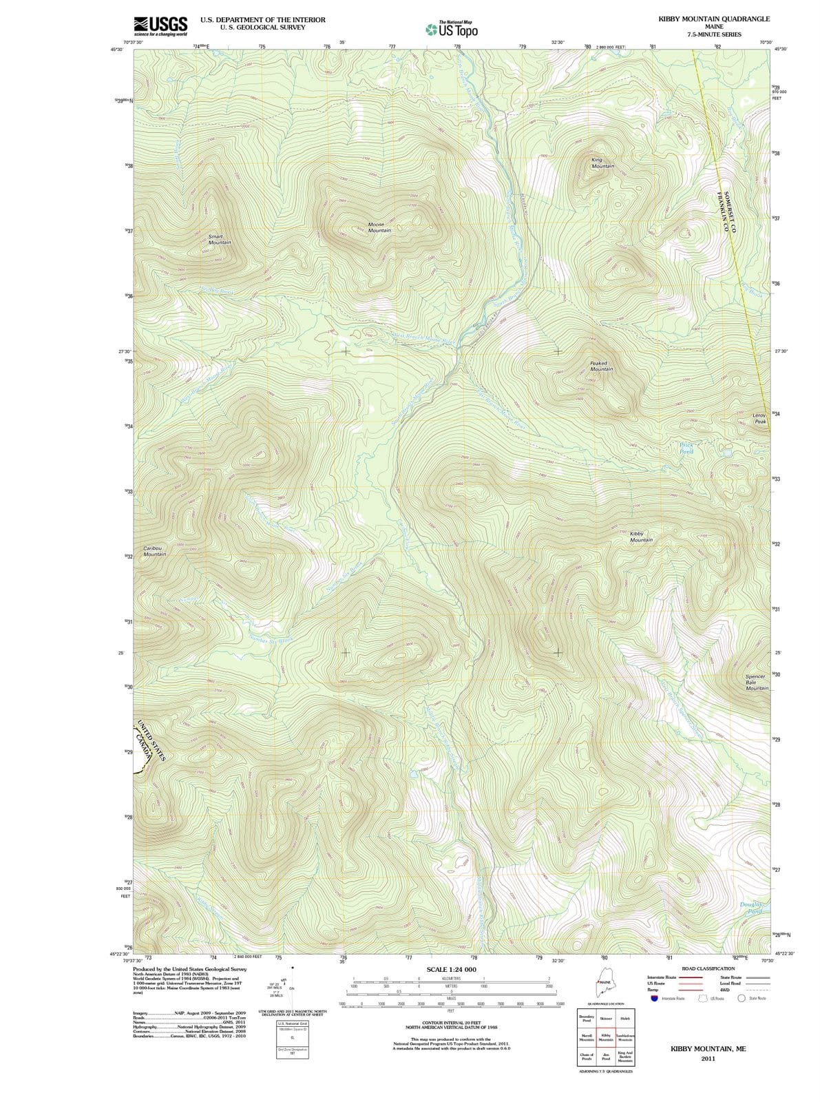 2011 Kibby Mountain, ME - Maine - USGS Topographic Map