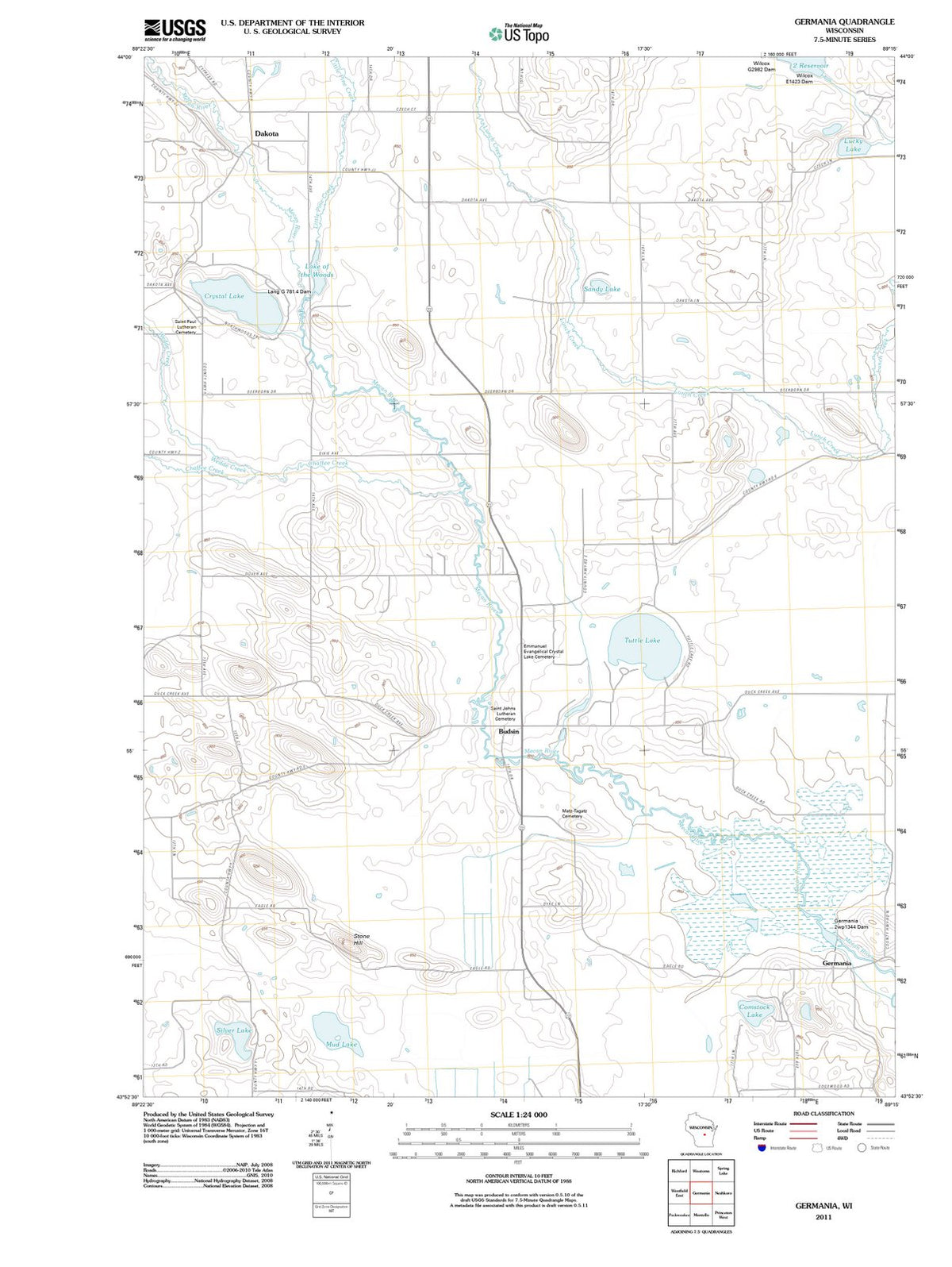 2011 Germania, WI - Wisconsin - USGS Topographic Map