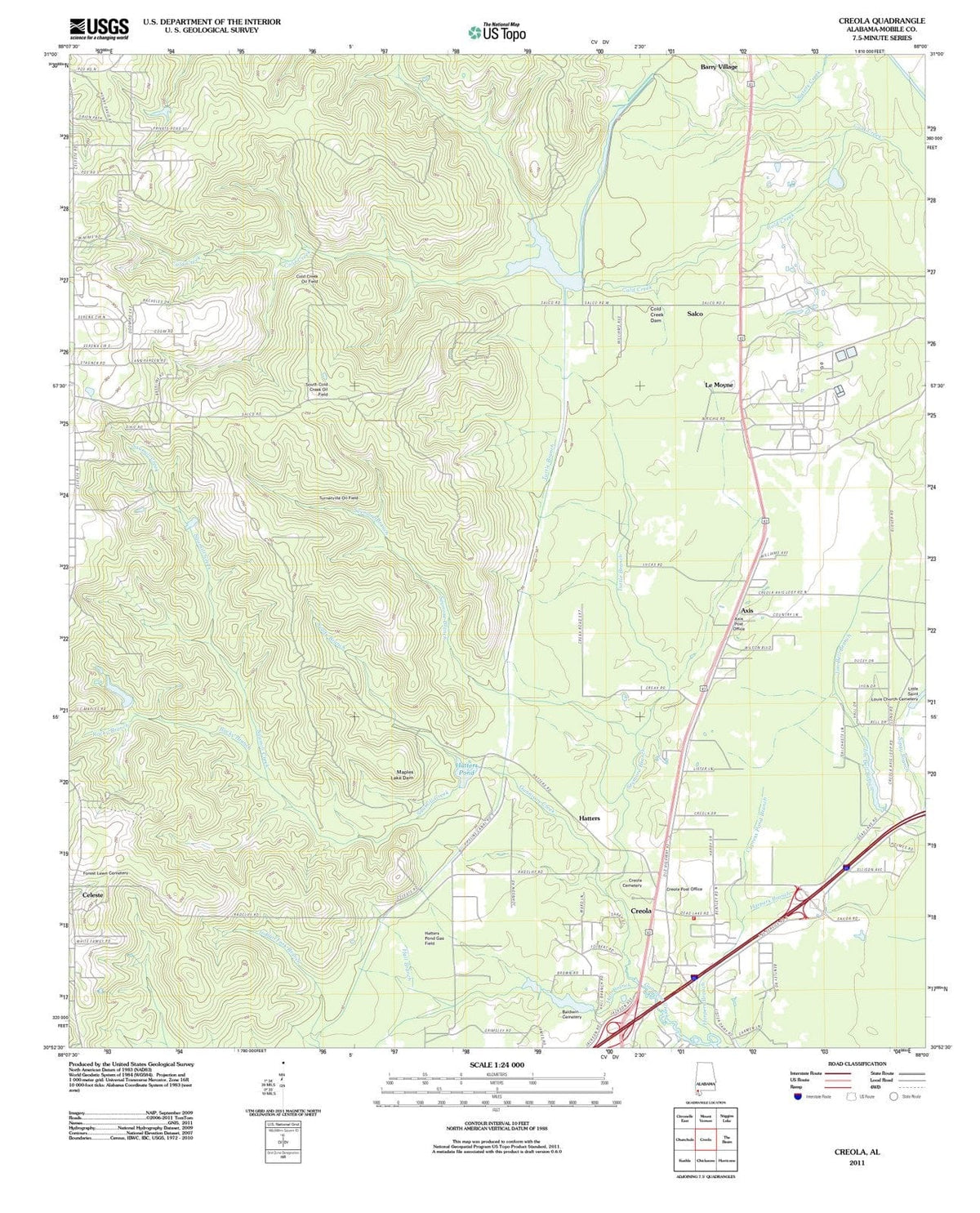 2011 Creola, AL - Alabama - USGS Topographic Map