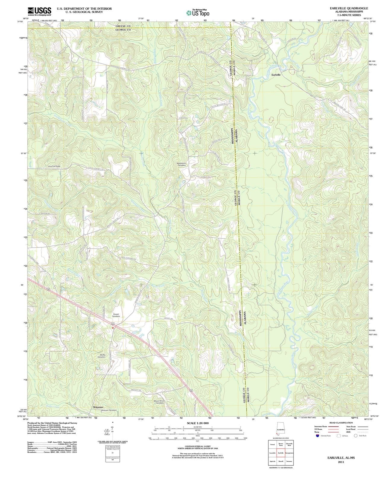 2011 Earlville, AL - Alabama - USGS Topographic Map