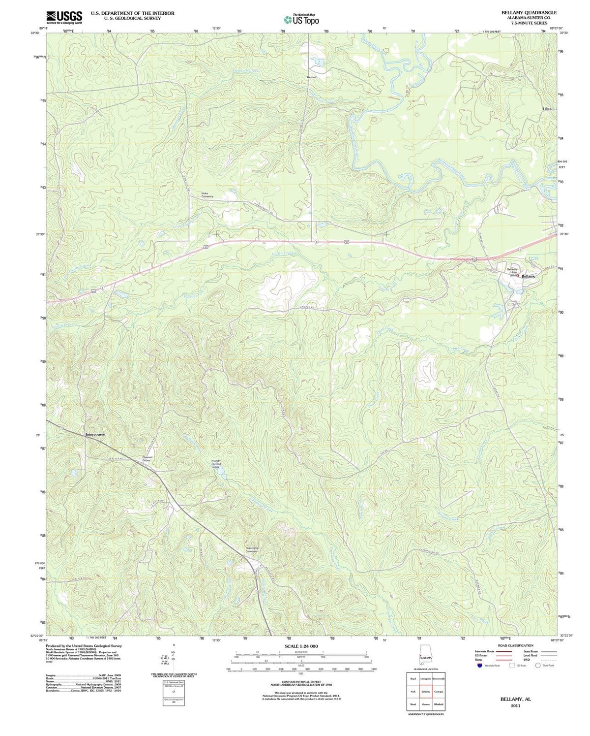 2011 Bellamy, AL - Alabama - USGS Topographic Map
