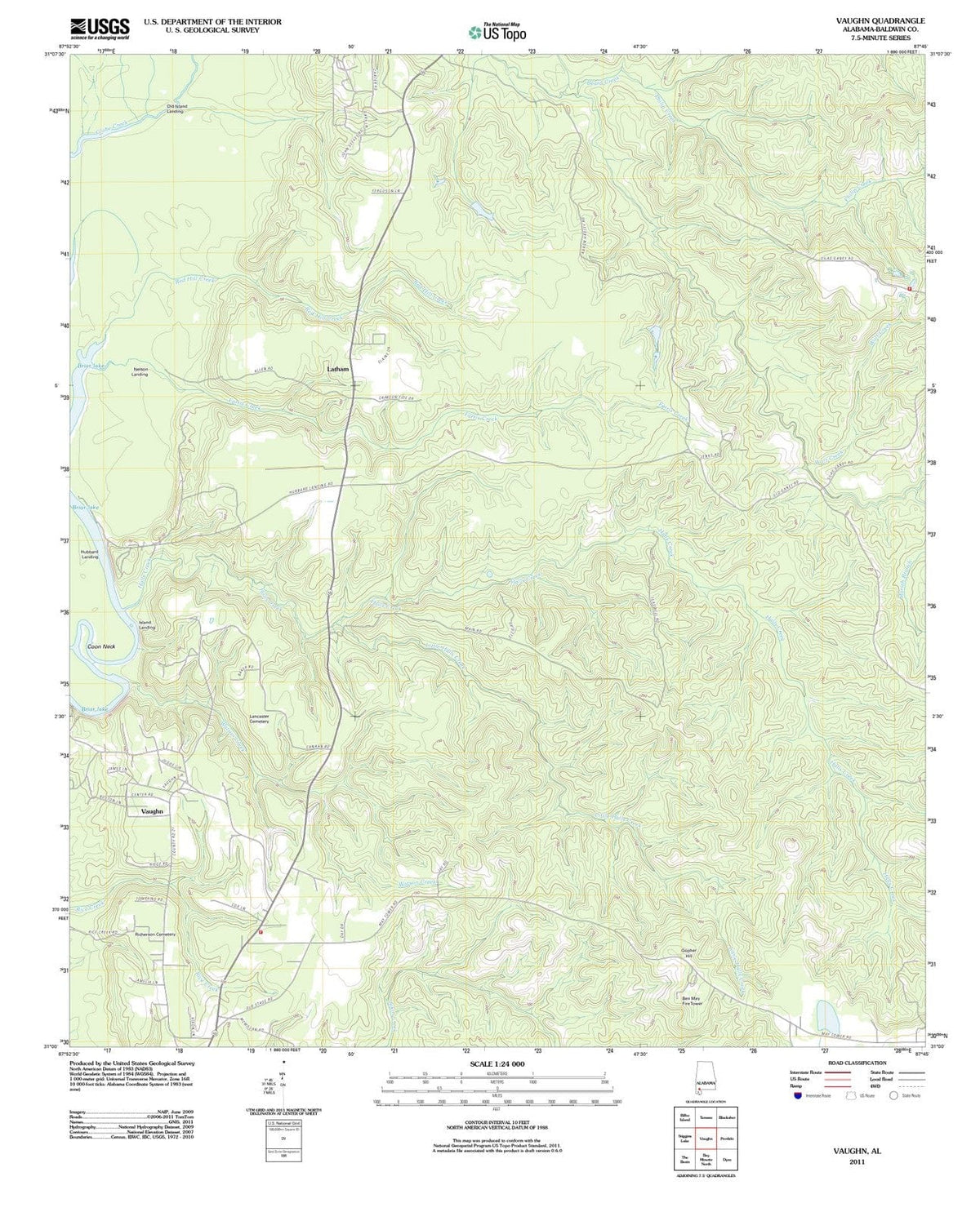 2011 Vaughn, AL - Alabama - USGS Topographic Map