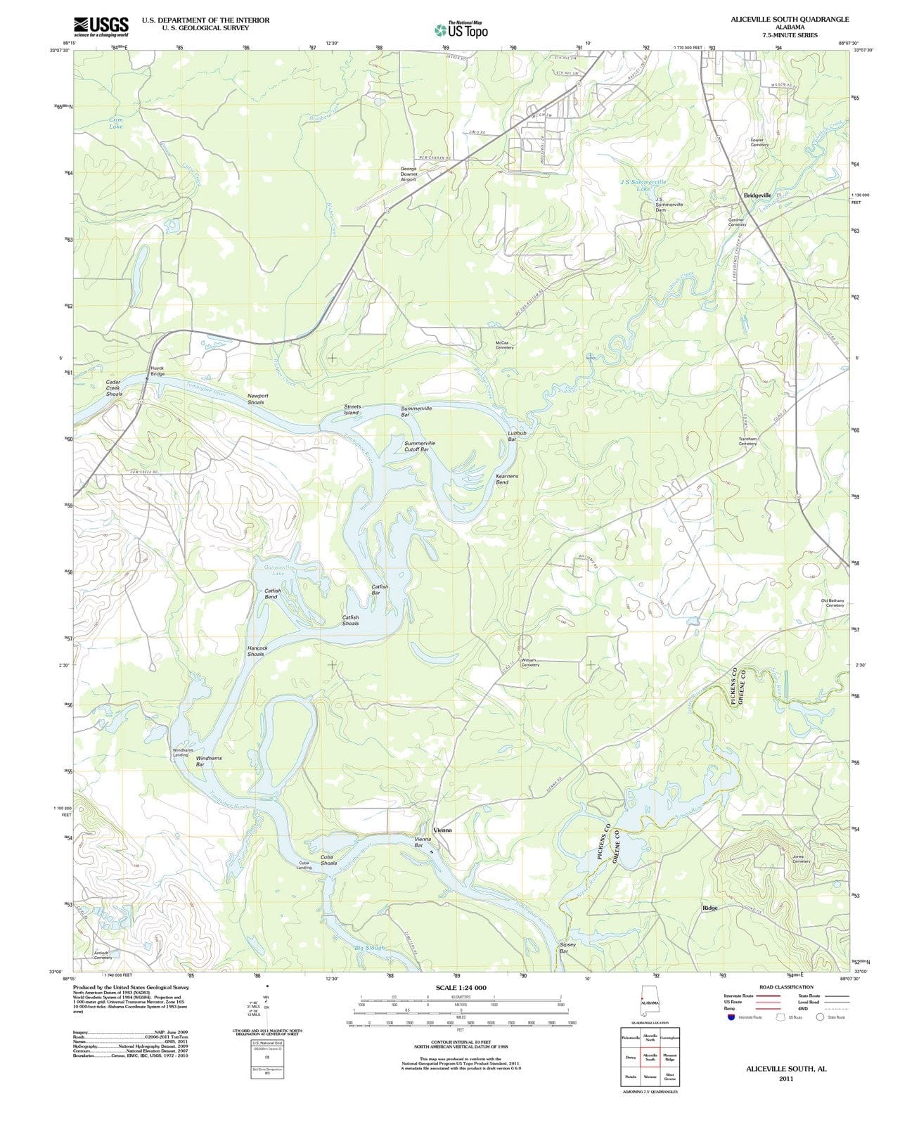 2011 Aliceville South, AL - Alabama - USGS Topographic Map