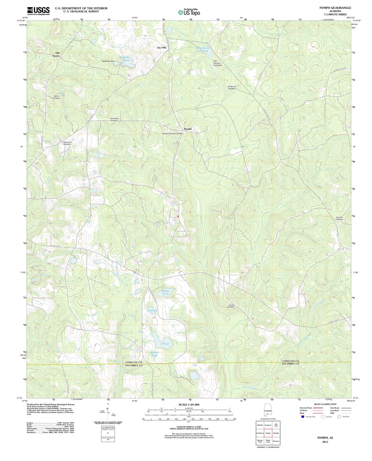 2011 Nymph, AL - Alabama - USGS Topographic Map