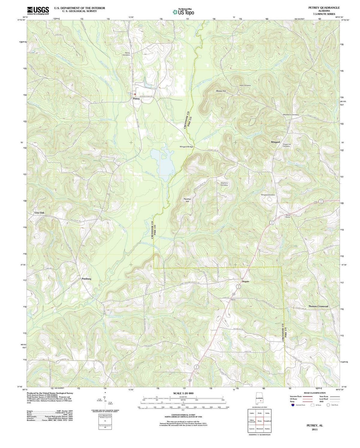 2011 Petrey, AL - Alabama - USGS Topographic Map
