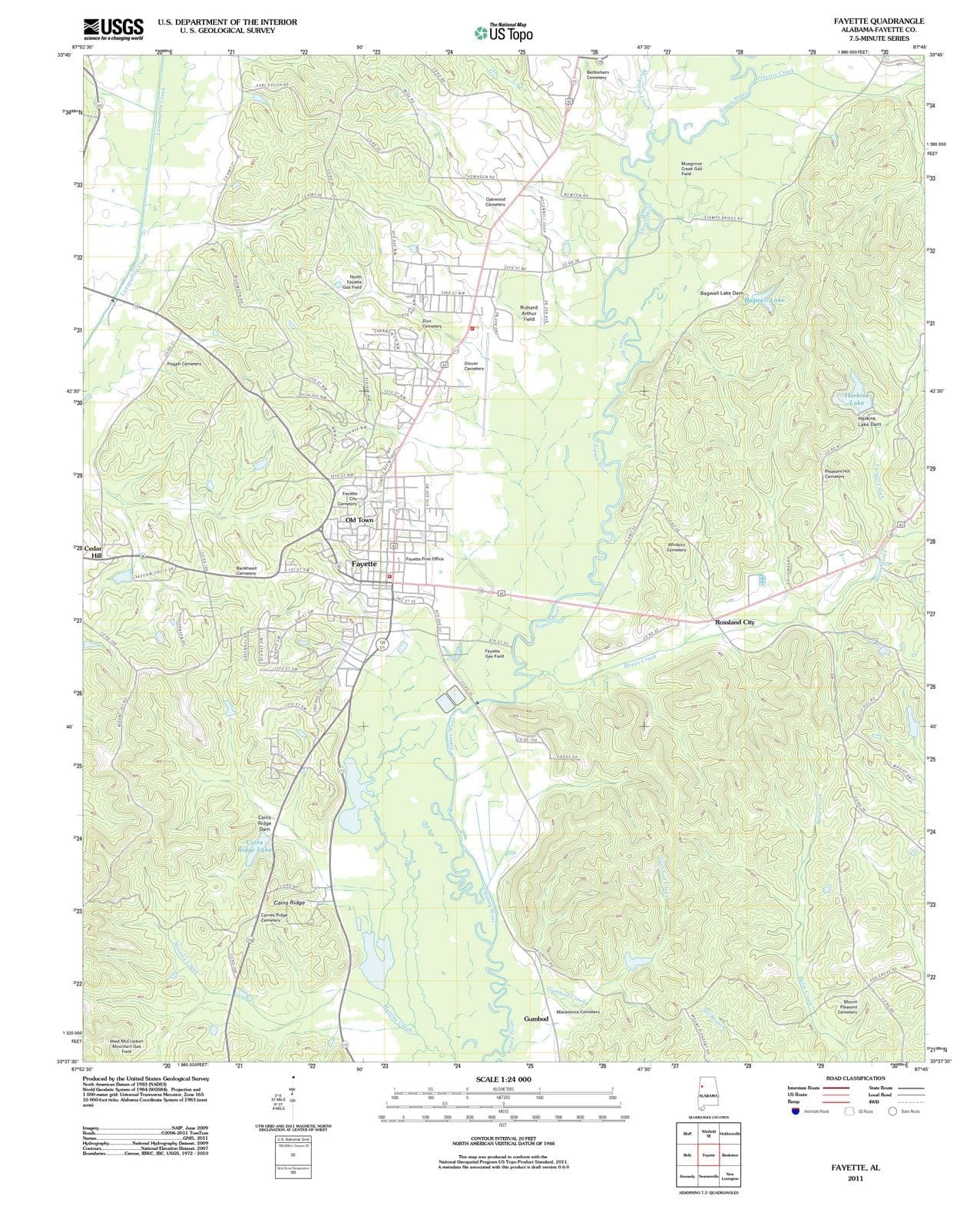 2011 Fayette, AL - Alabama - USGS Topographic Map