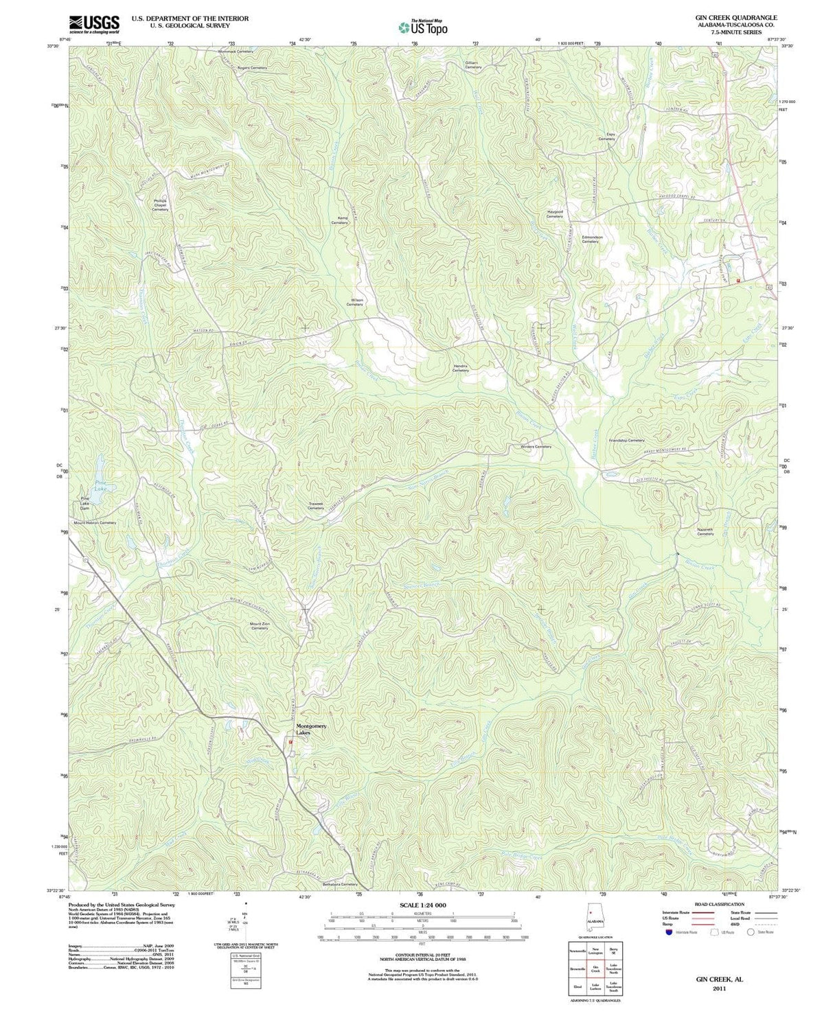 2011 Gin Creek, AL - Alabama - USGS Topographic Map