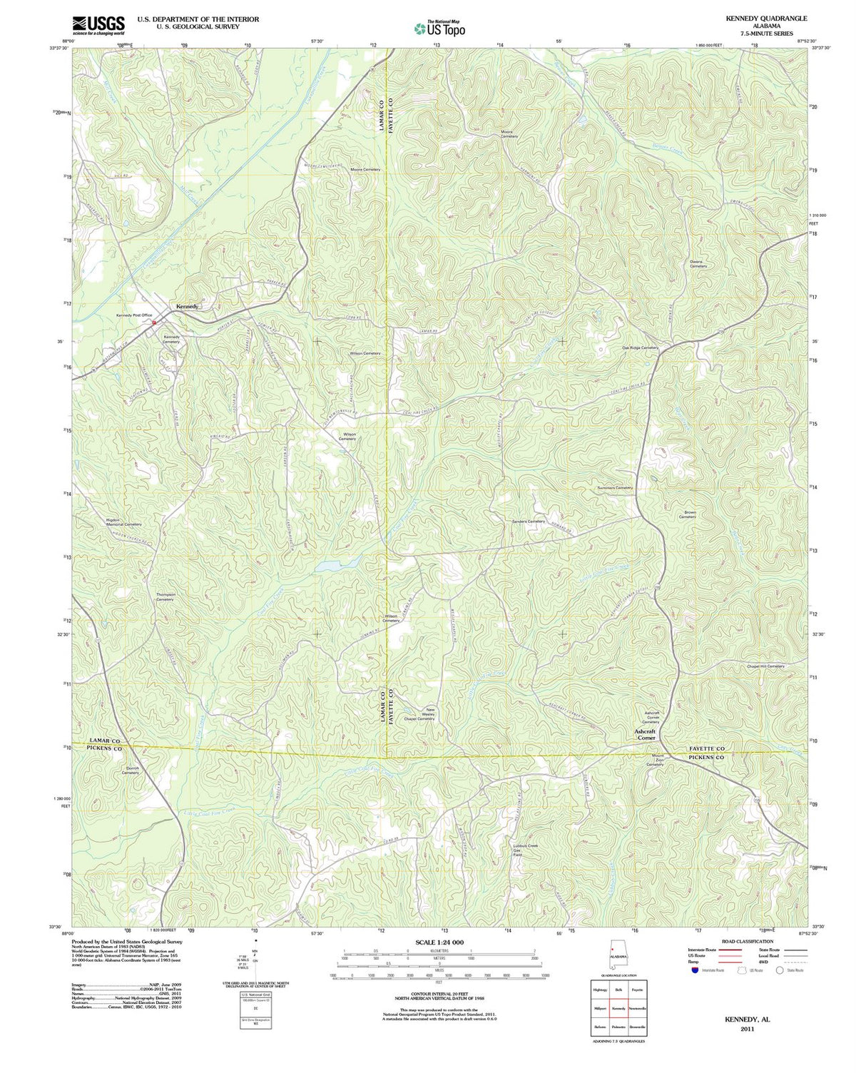 2011 Kennedy, AL - Alabama - USGS Topographic Map