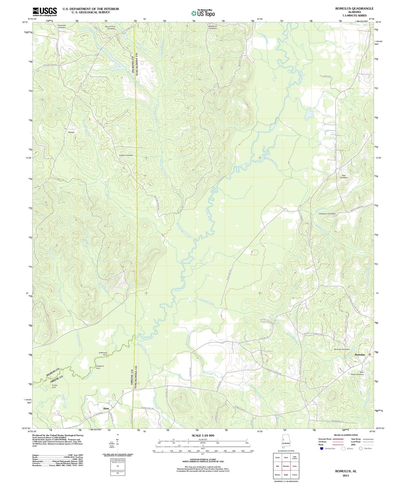 2011 Romulus, AL - Alabama - USGS Topographic Map
