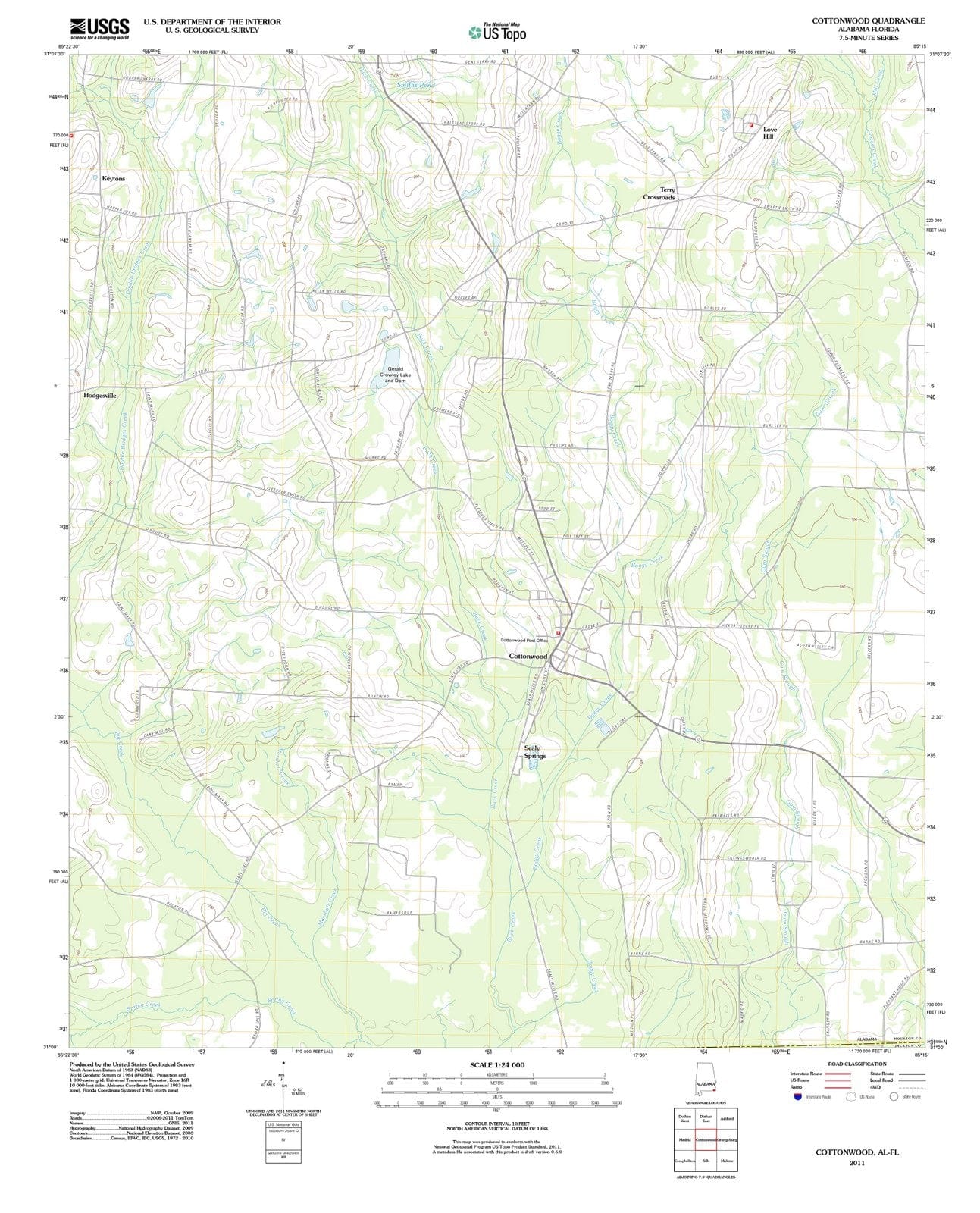 2011 Cottonwood, AL - Alabama - USGS Topographic Map