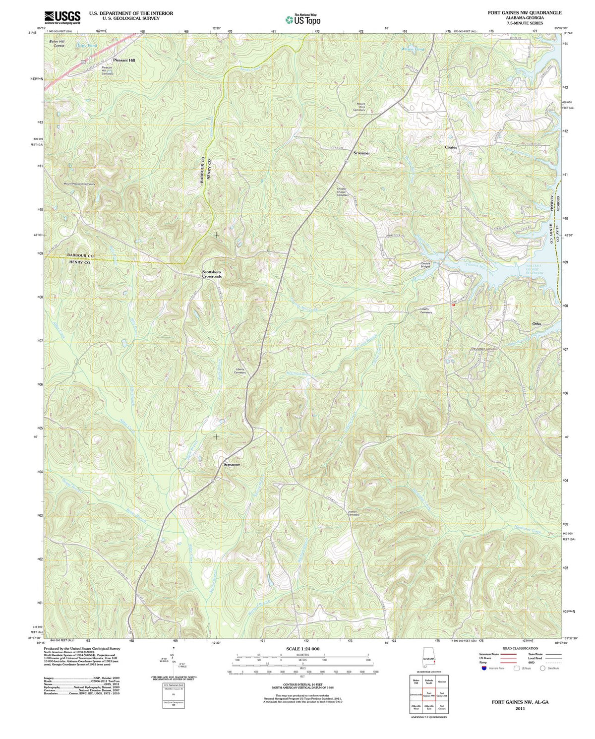 2011 Fort Gaines, AL - Alabama - USGS Topographic Map
