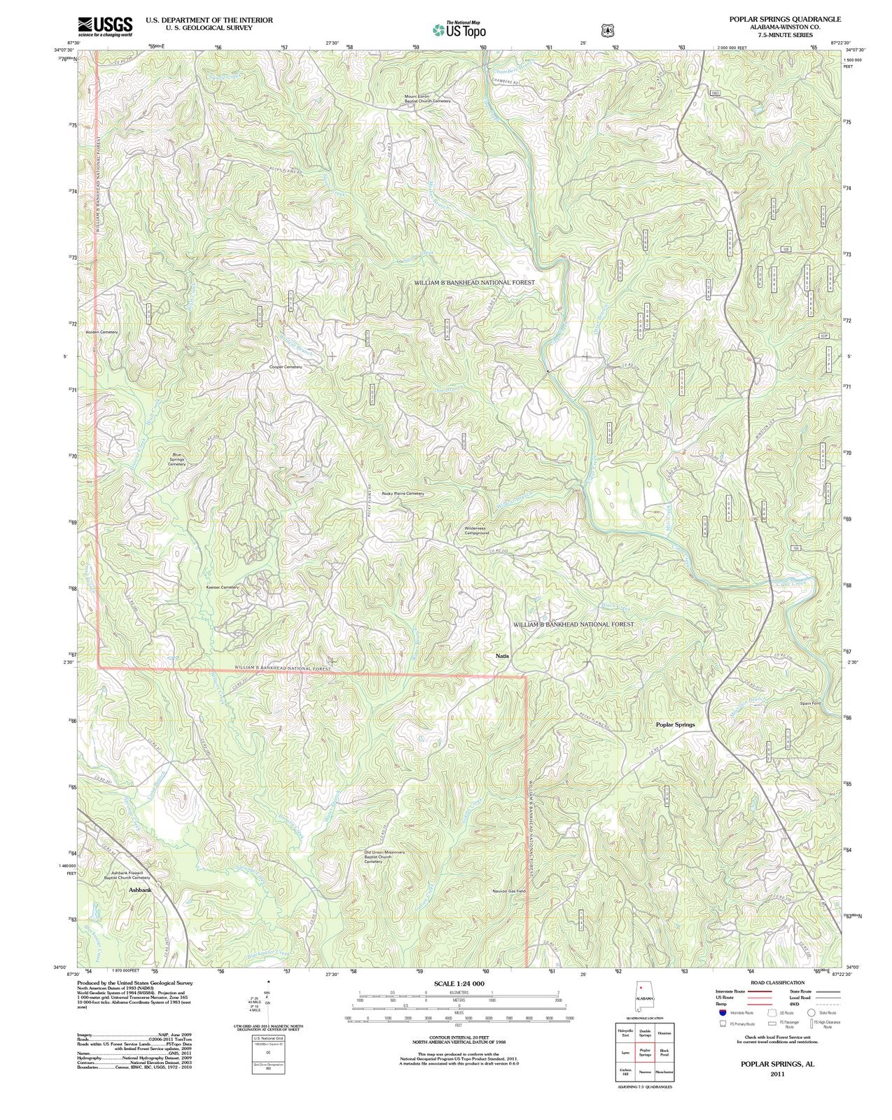 2011 Poplar Springs, AL - Alabama - USGS Topographic Map