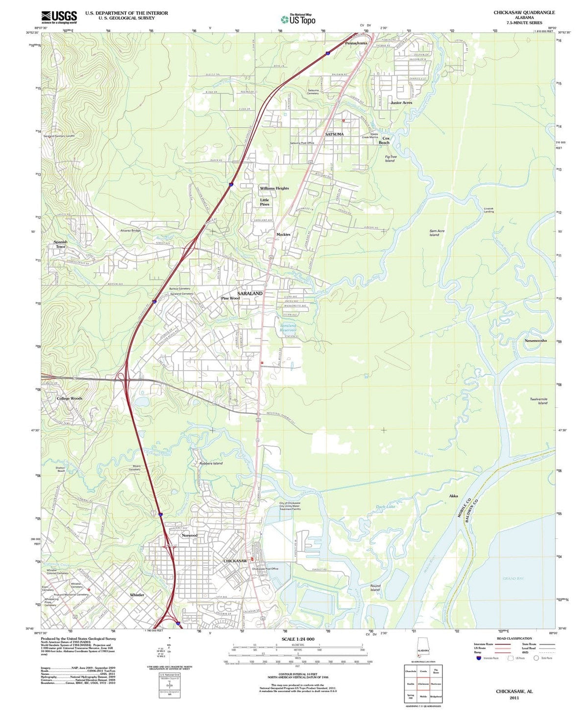 2011 Chickasaw, AL - Alabama - USGS Topographic Map