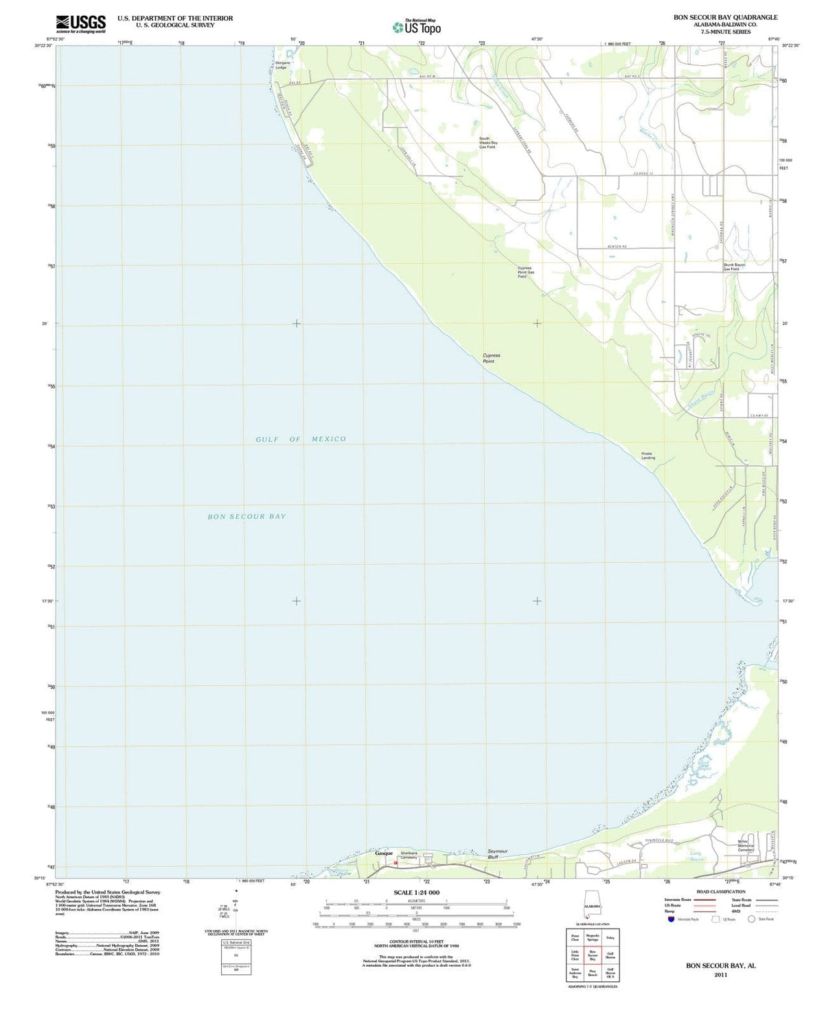 2011 Boncour Bay, AL - Alabama - USGS Topographic Map