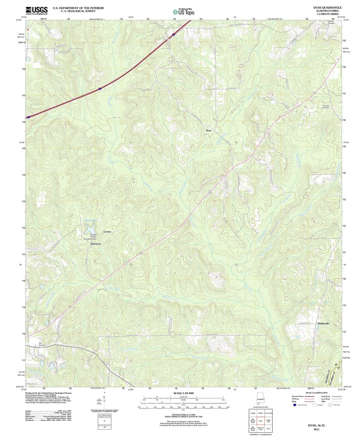 2011 Dyas, AL - Alabama - USGS Topographic Map