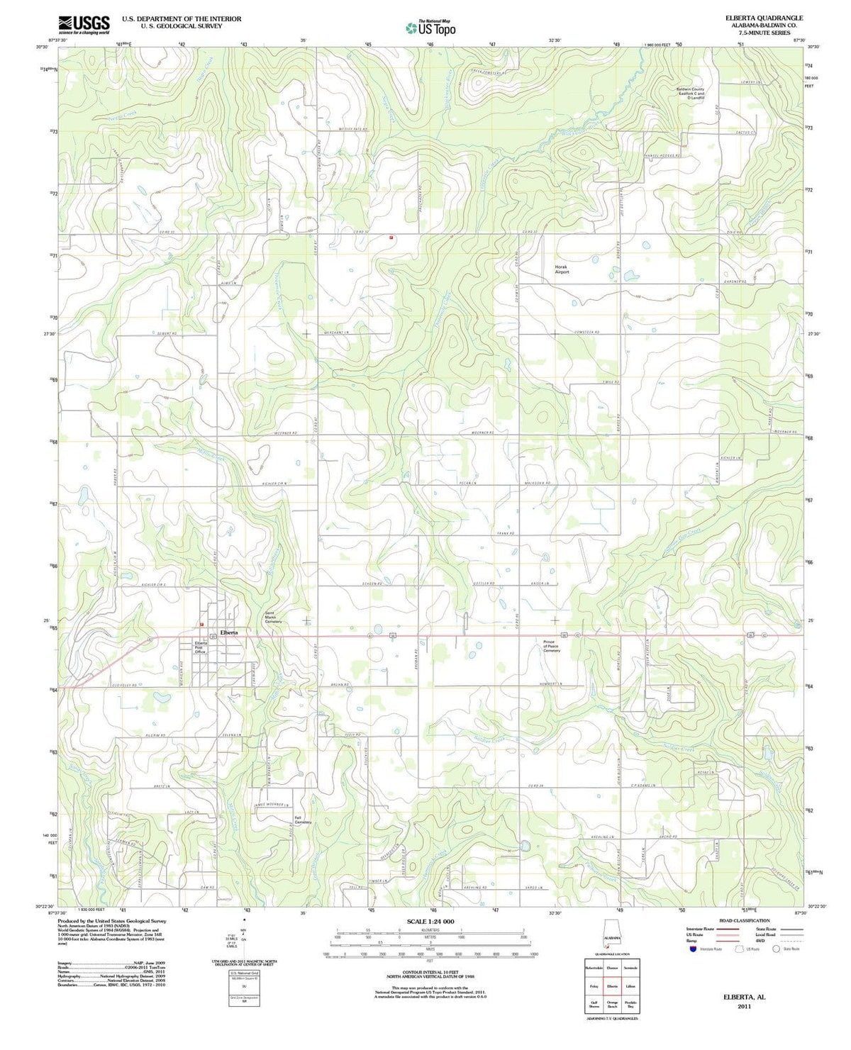 2011 Elberta, AL - Alabama - USGS Topographic Map